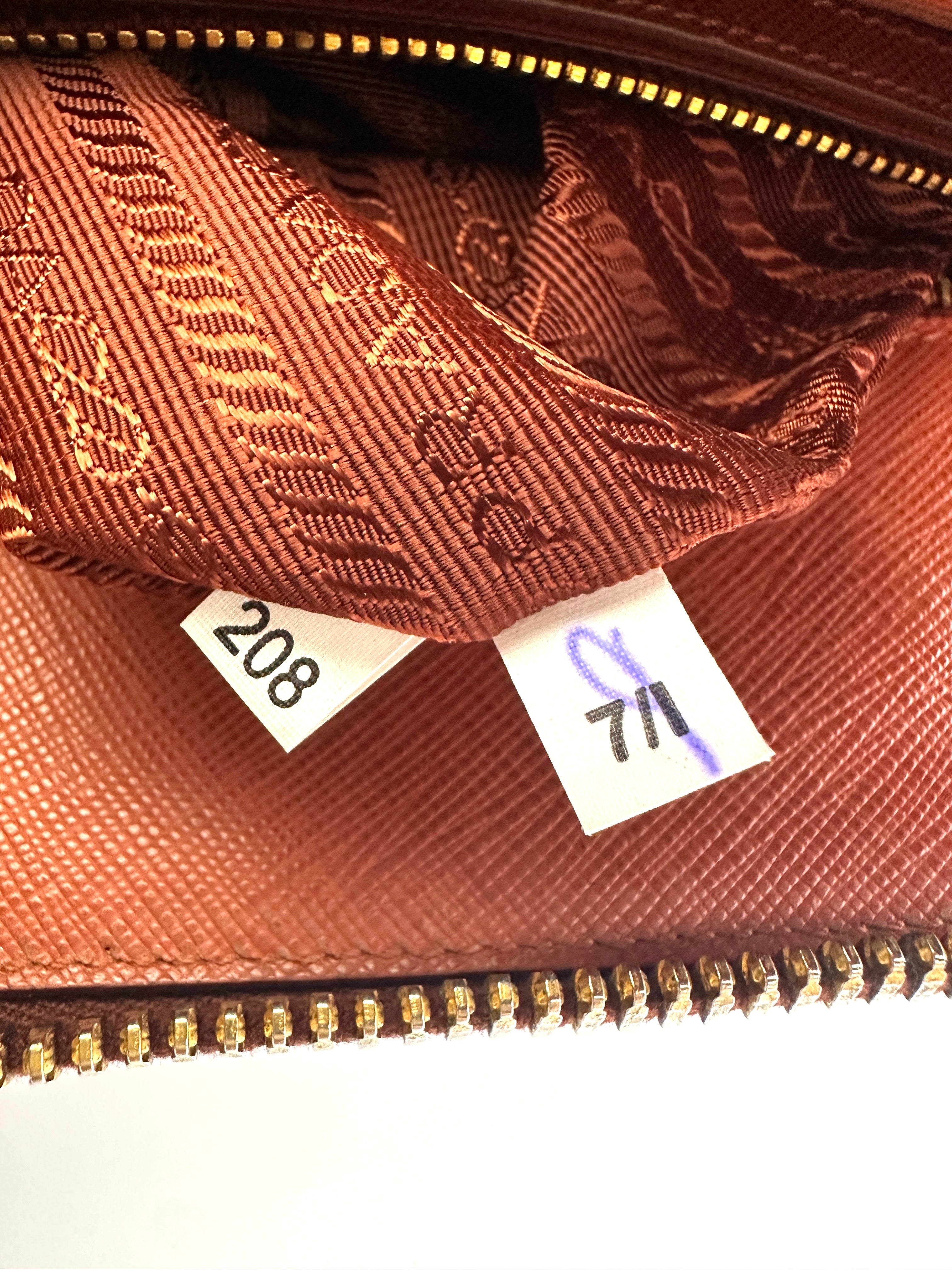 Prada Bicolor Orange Saffiano Leather Handle Bag PR361