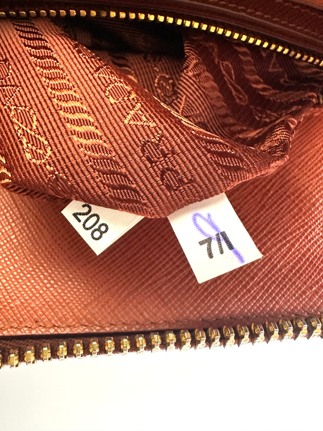 Prada Bicolor Orange Saffiano Leather Handle Bag PR361