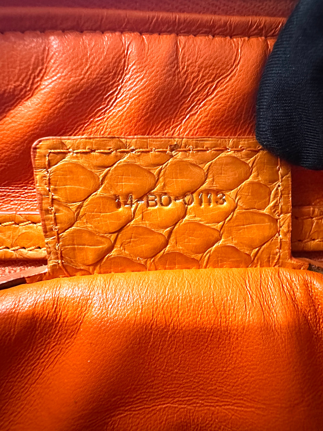 Christian Dior Lady Dior Orange Python Leather Handle Bag With Silver Charms DR741