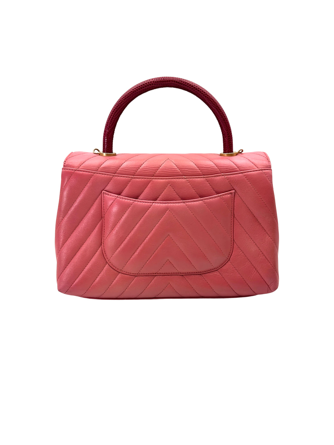 Chanel CoCo Handle Pink Chevron Quilted Calfskin Medium Size Shoulder Bag(25***39) CC1998