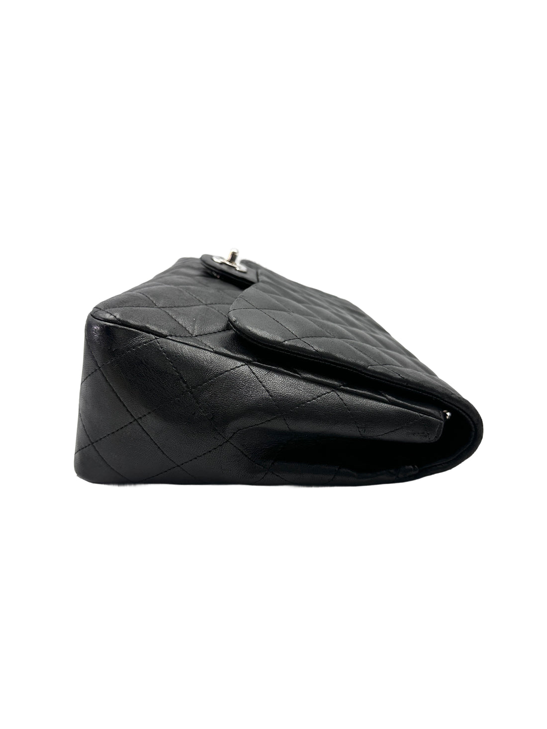 Chanel Classic Flap Black Quilted Lambskin Jumbo Shoulder Bag With Silver Buckle(13***88) CC1997