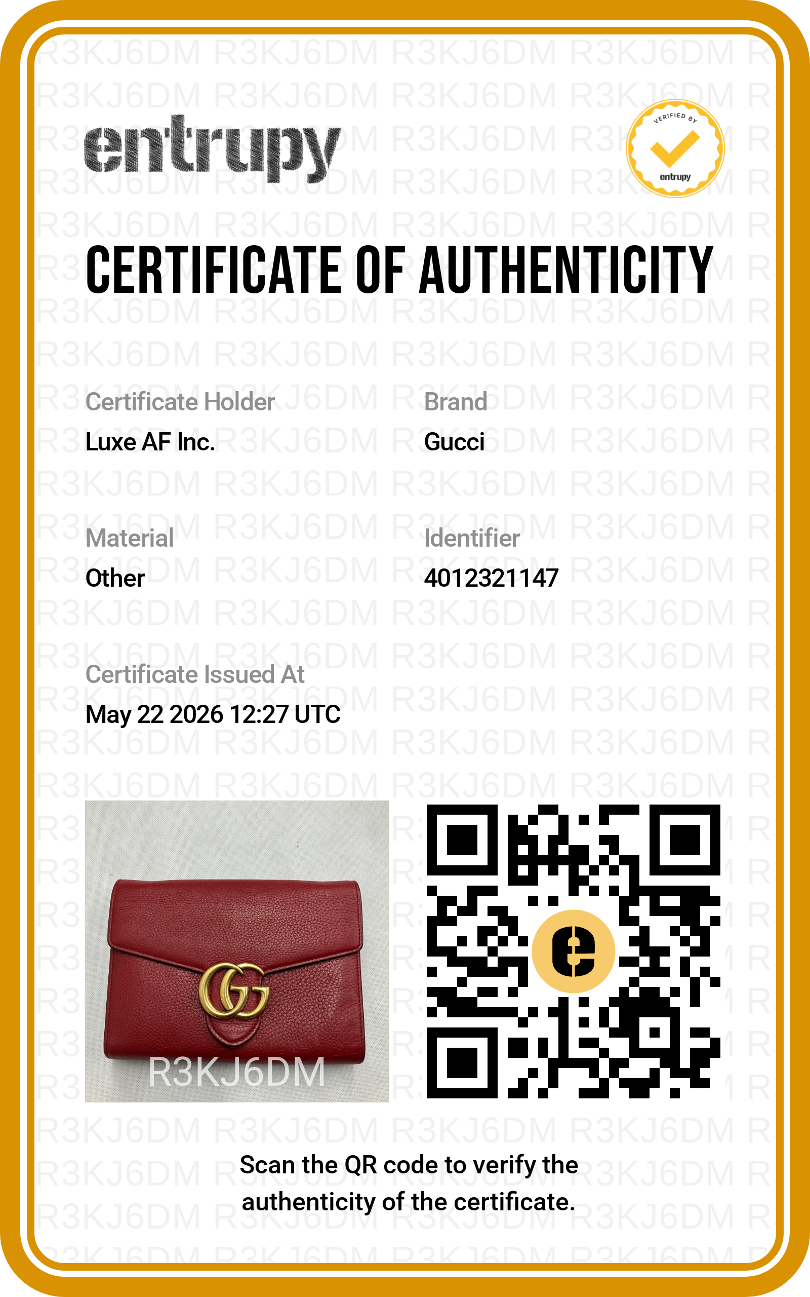 Gucci GG Marmont Red Leather Wallet On Chain GG1064