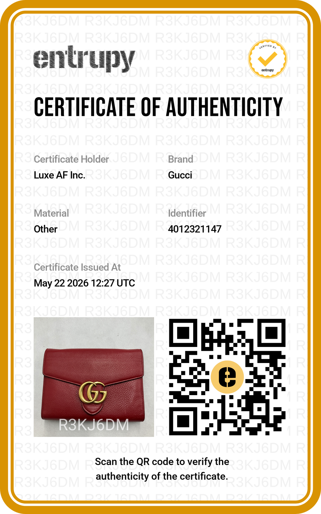 Gucci GG Marmont Red Leather Wallet On Chain GG1064