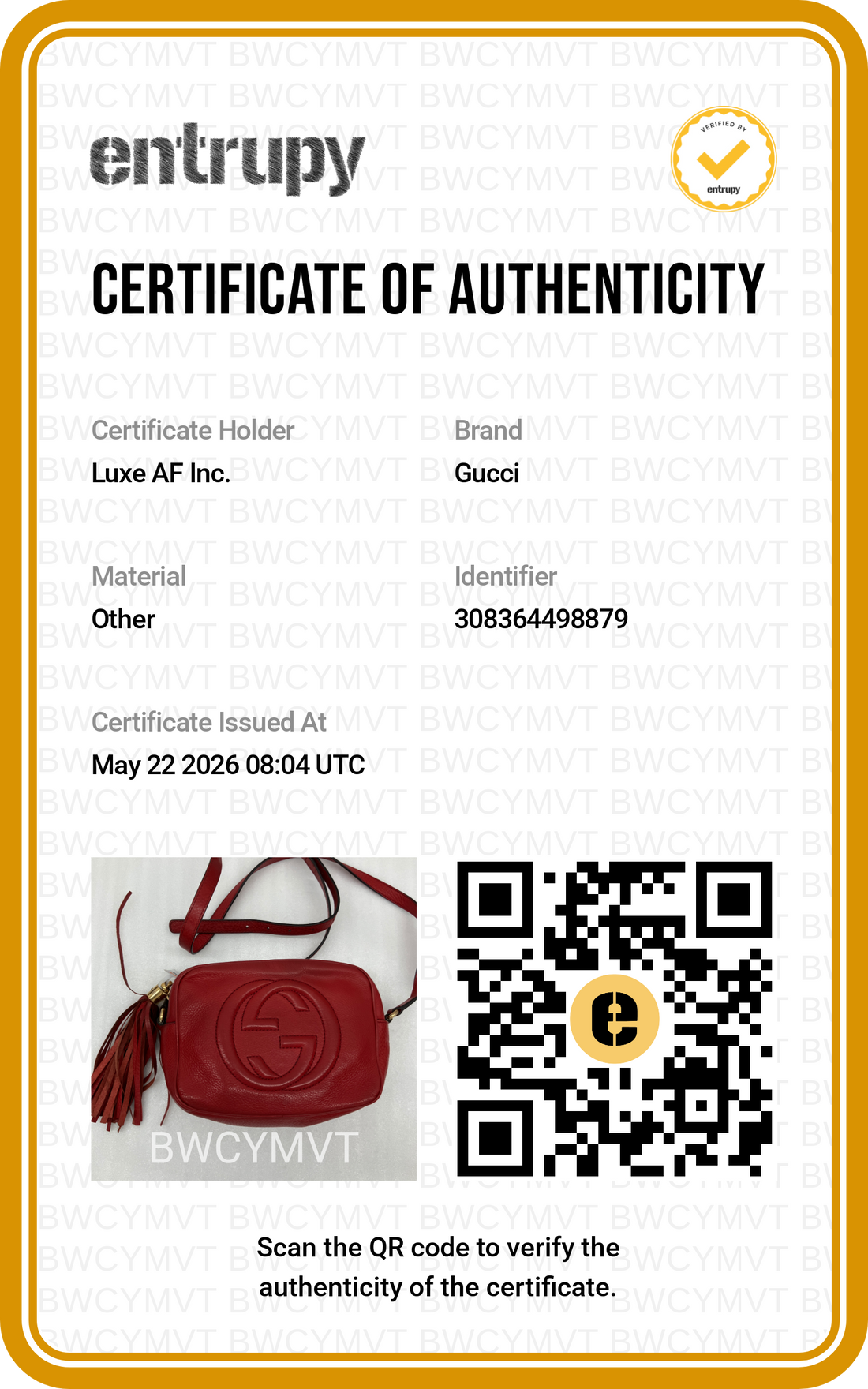 Gucci Soho Disco Red Leather Shoulder Bag GG1062