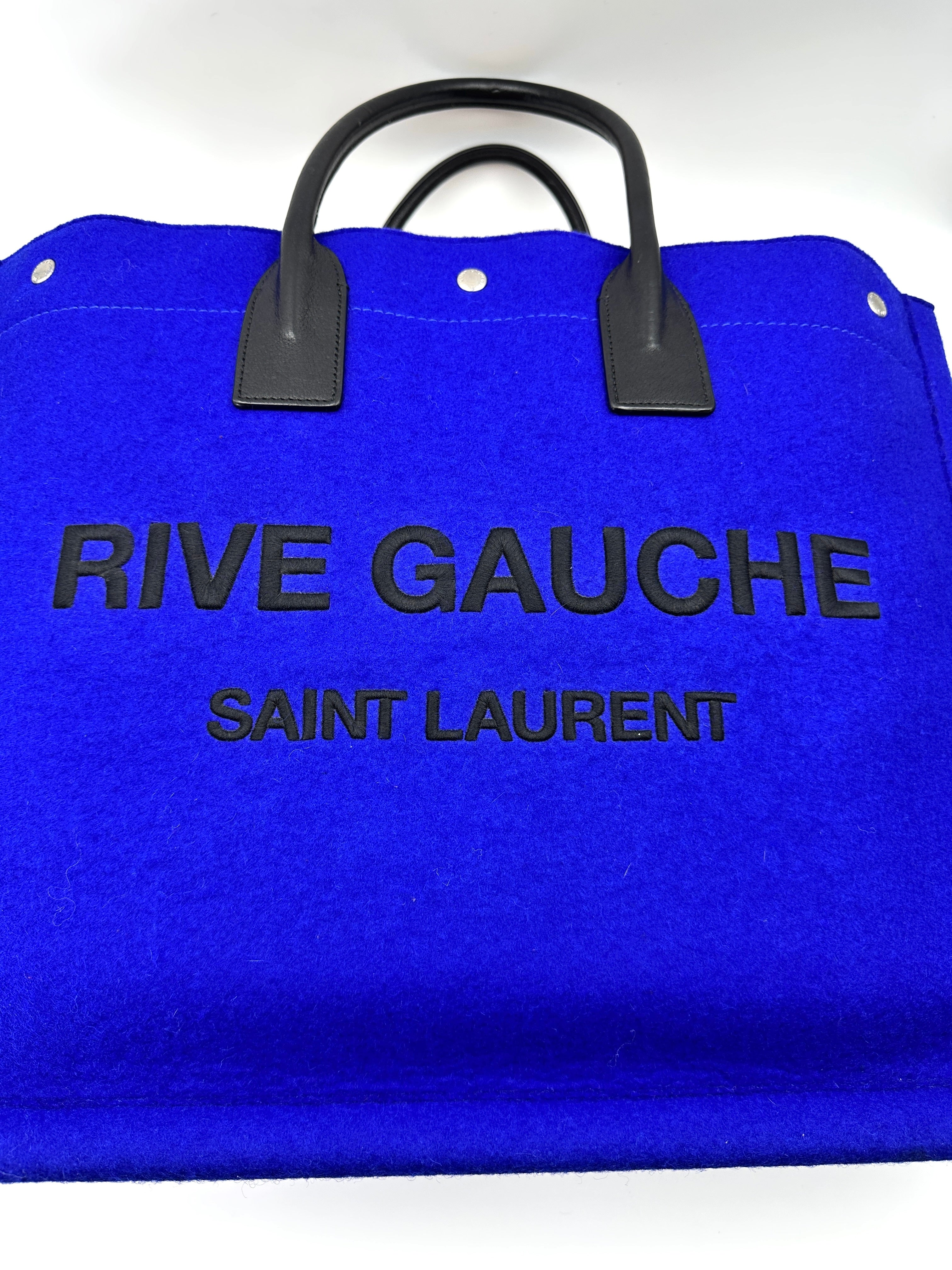 Saint Laurent Rive Gauche Blue Canvas Handle Bag SL236