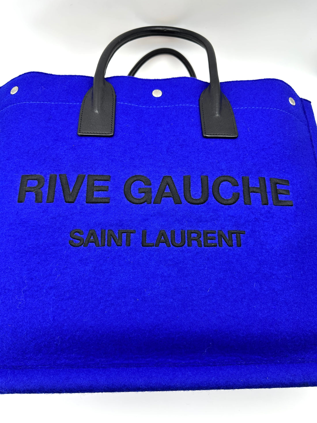 Saint Laurent Rive Gauche Blue Canvas Handle Bag SL236