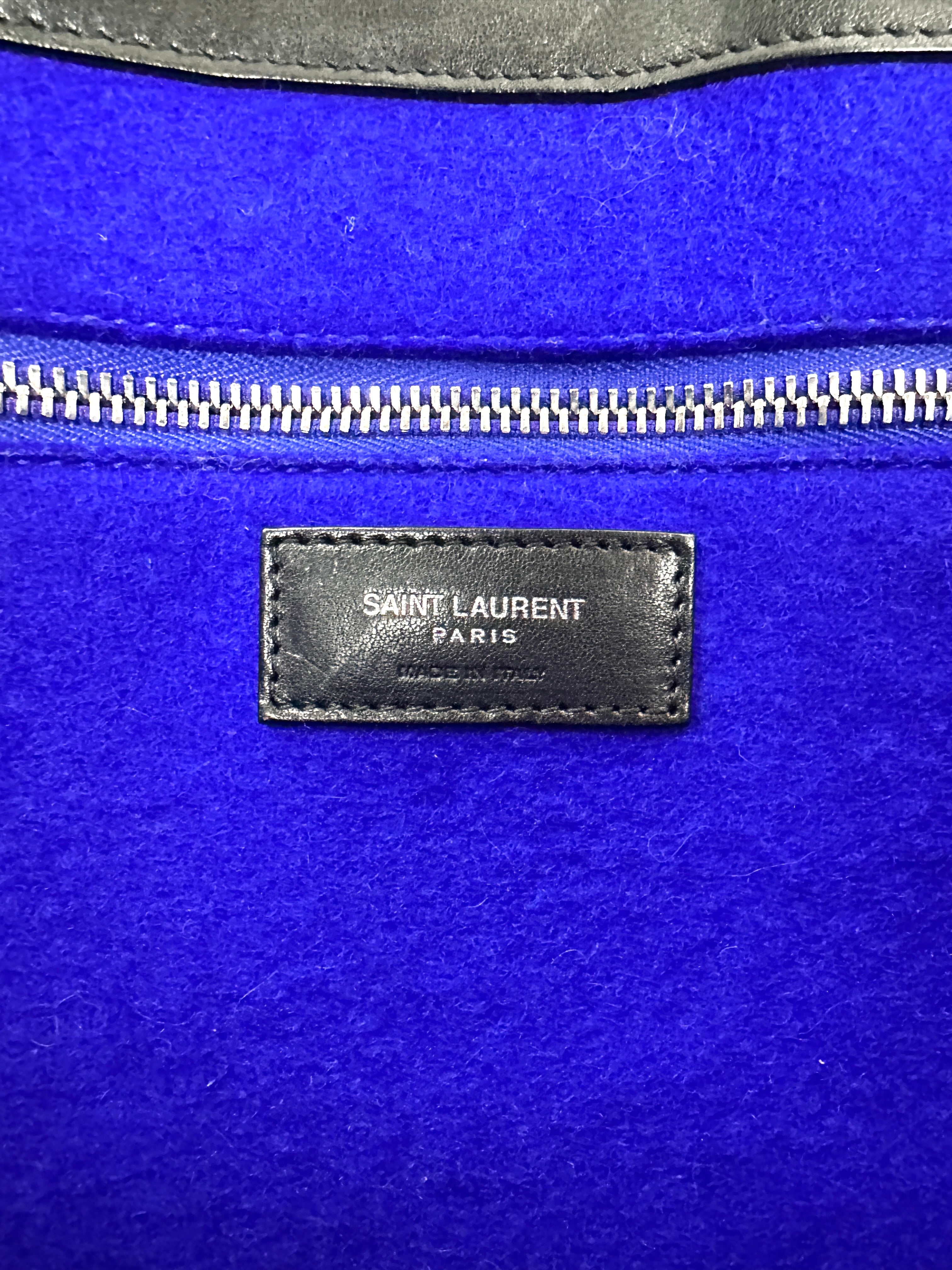 Saint Laurent Rive Gauche Blue Canvas Handle Bag SL236