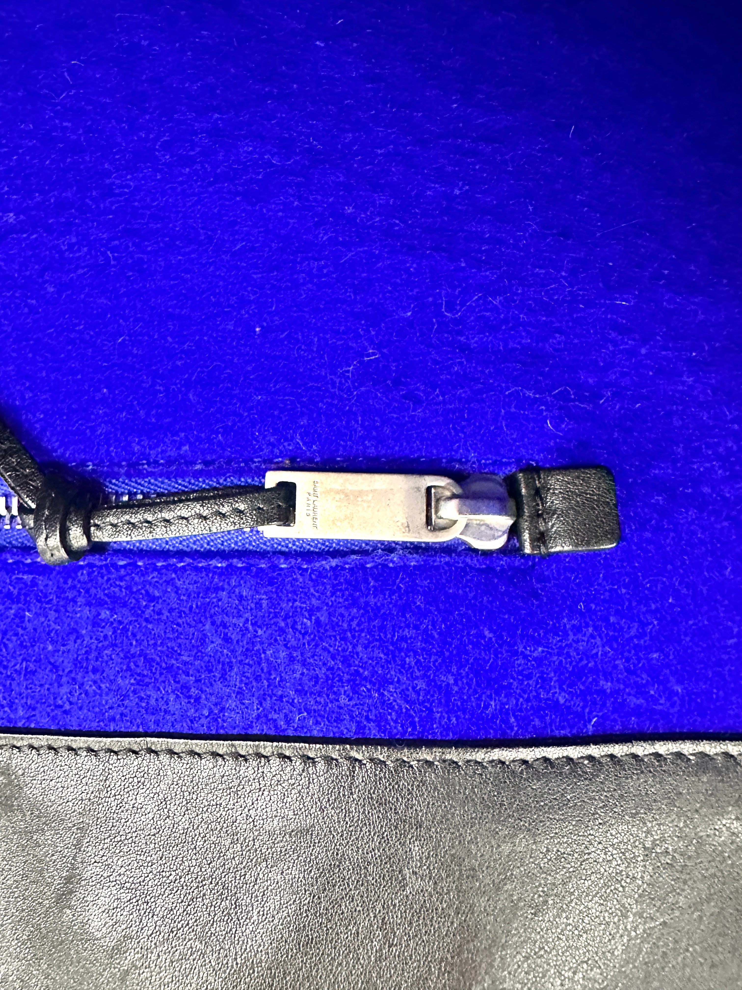 Saint Laurent Rive Gauche Blue Canvas Handle Bag SL236