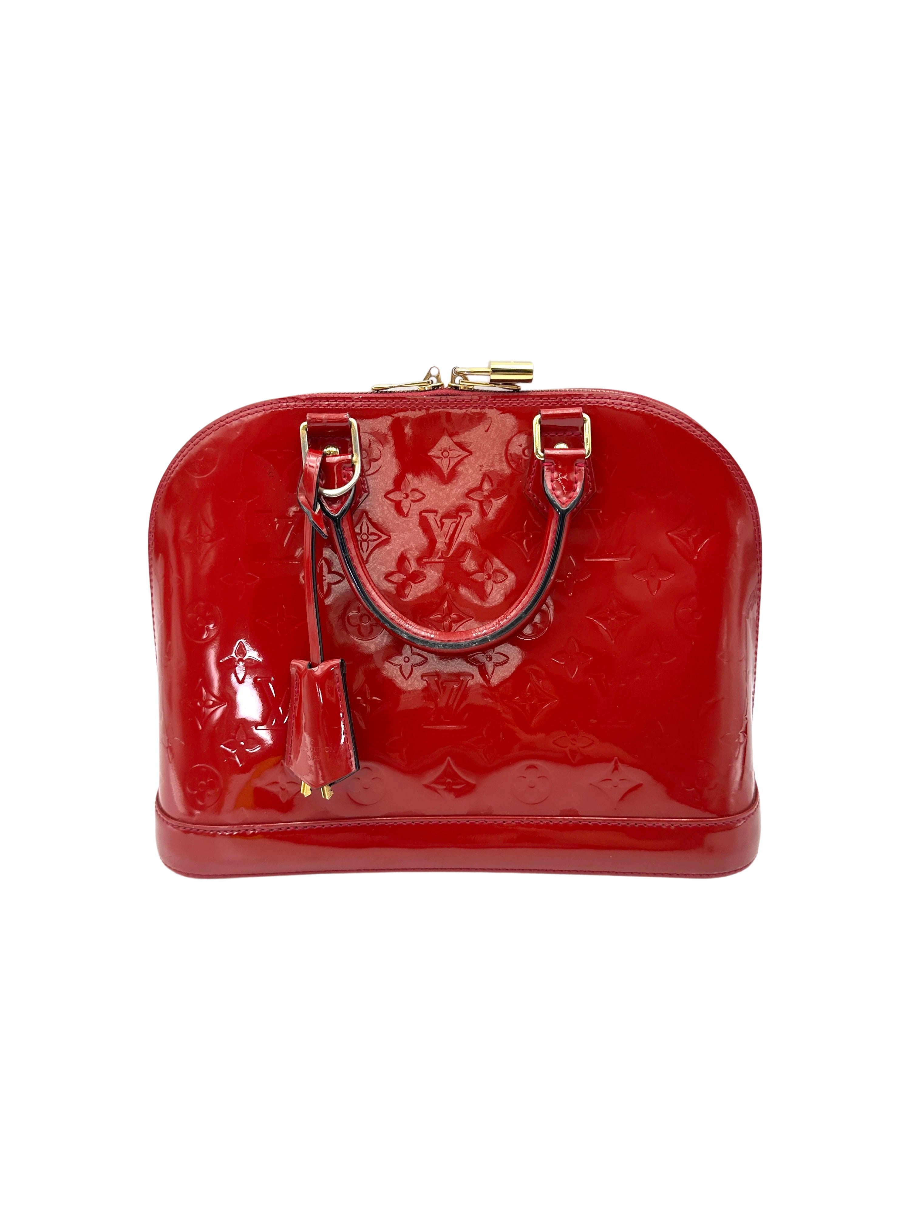 Louis Vuitton Alma BB Red Monogram Vernis Leather Handle Bag LV2797