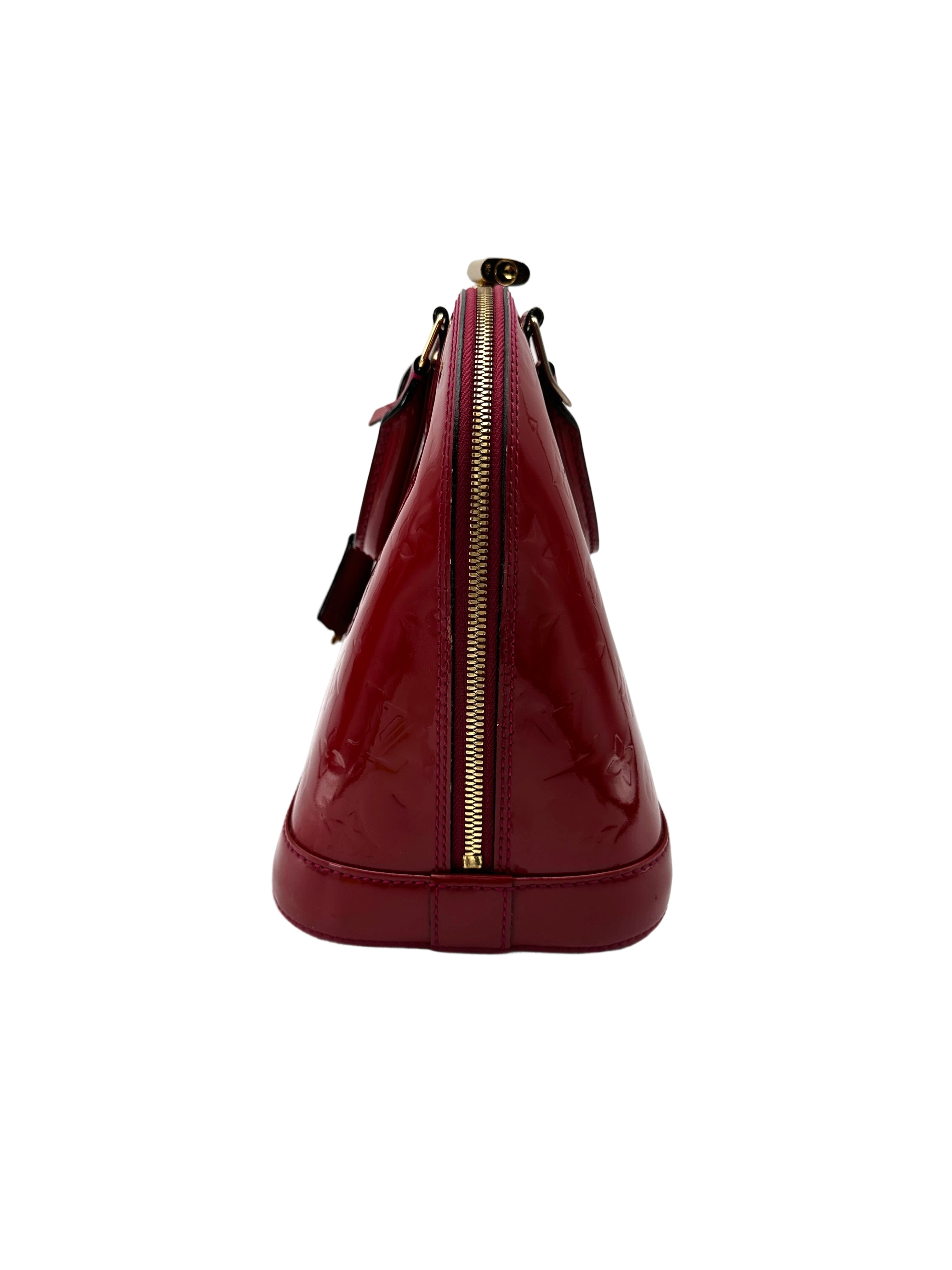 Louis Vuitton Alma BB Red Monogram Vernis Leather Handle Bag LV2797