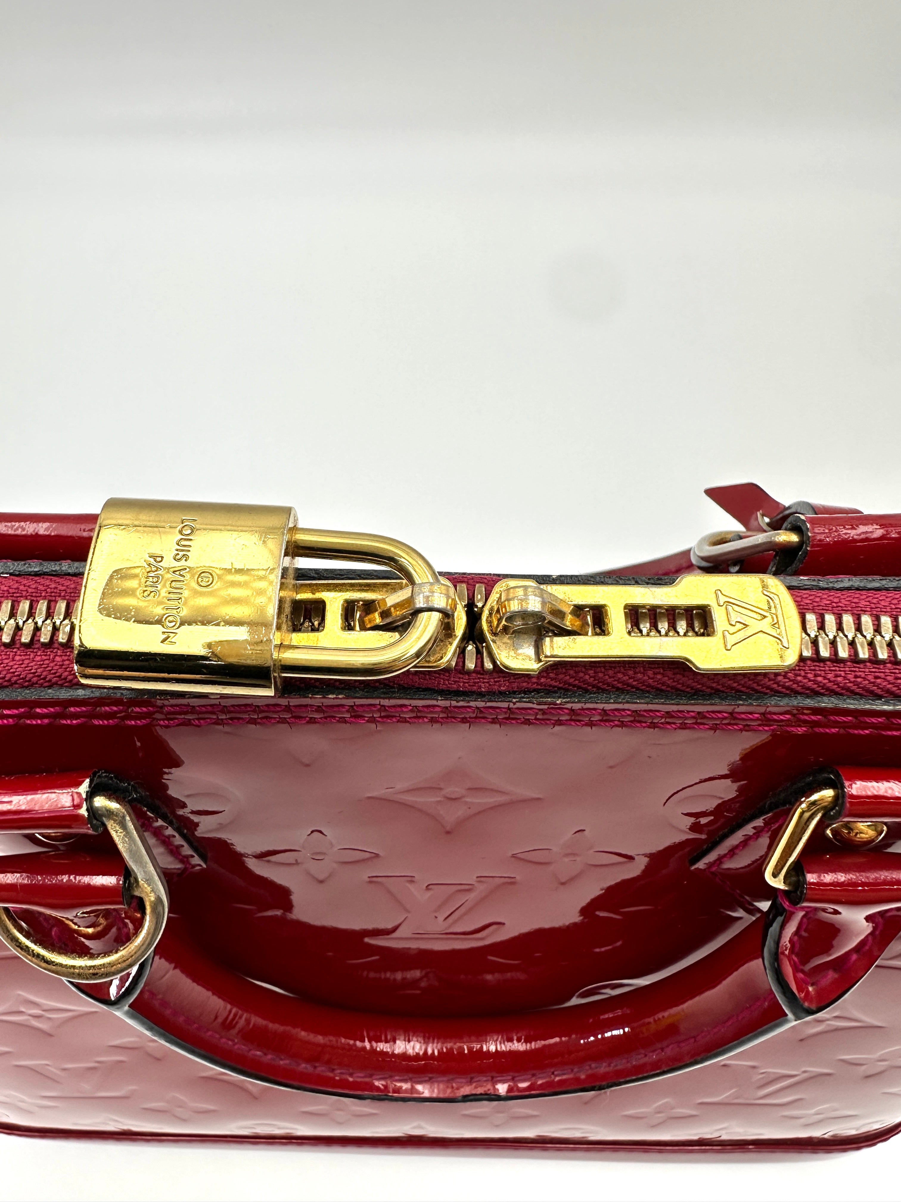 Louis Vuitton Alma BB Red Monogram Vernis Leather Handle Bag LV2797
