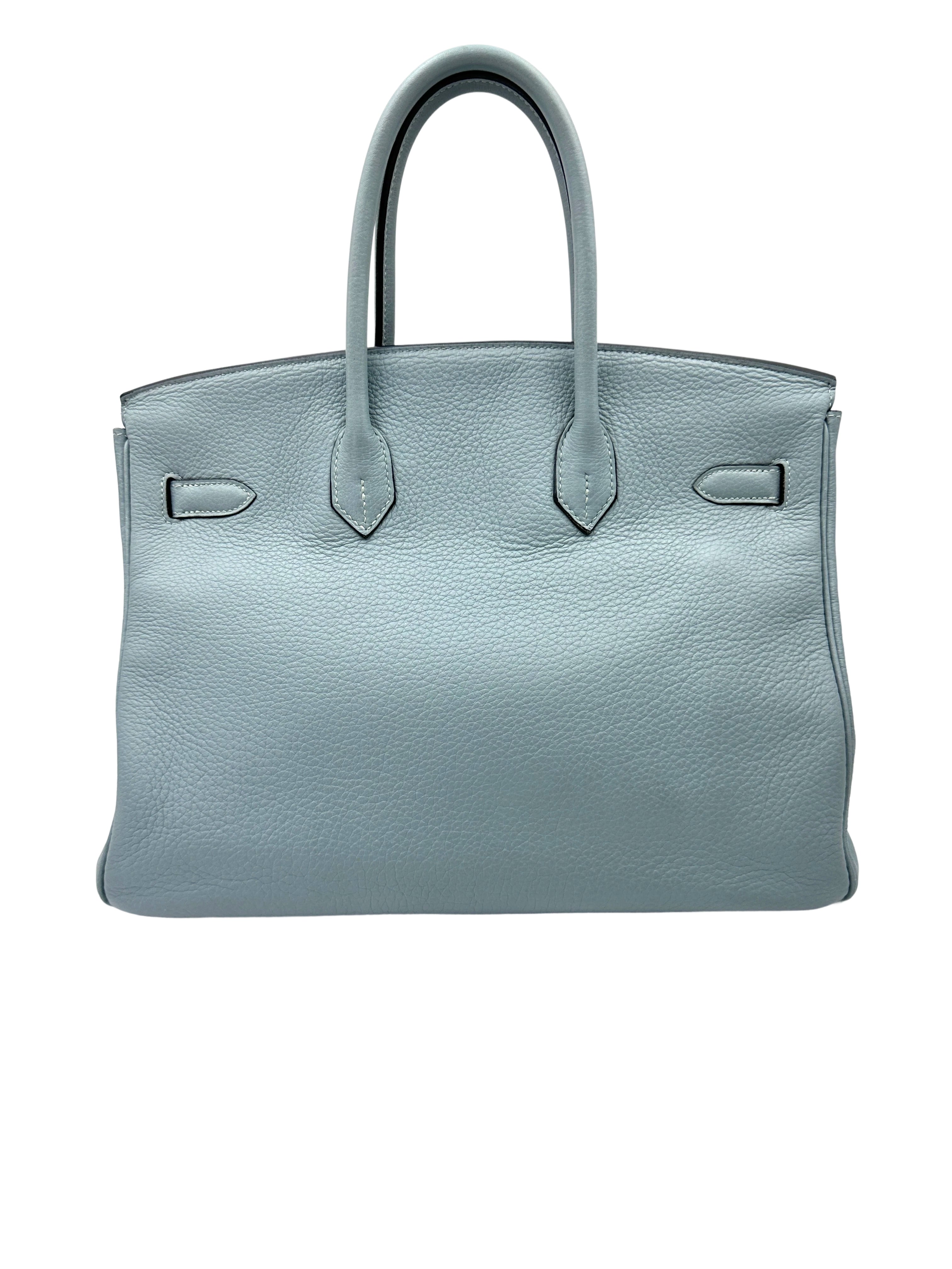 Hermes Birkin35 Blue Leather Top Handle Bag With Silver Buckle HR112