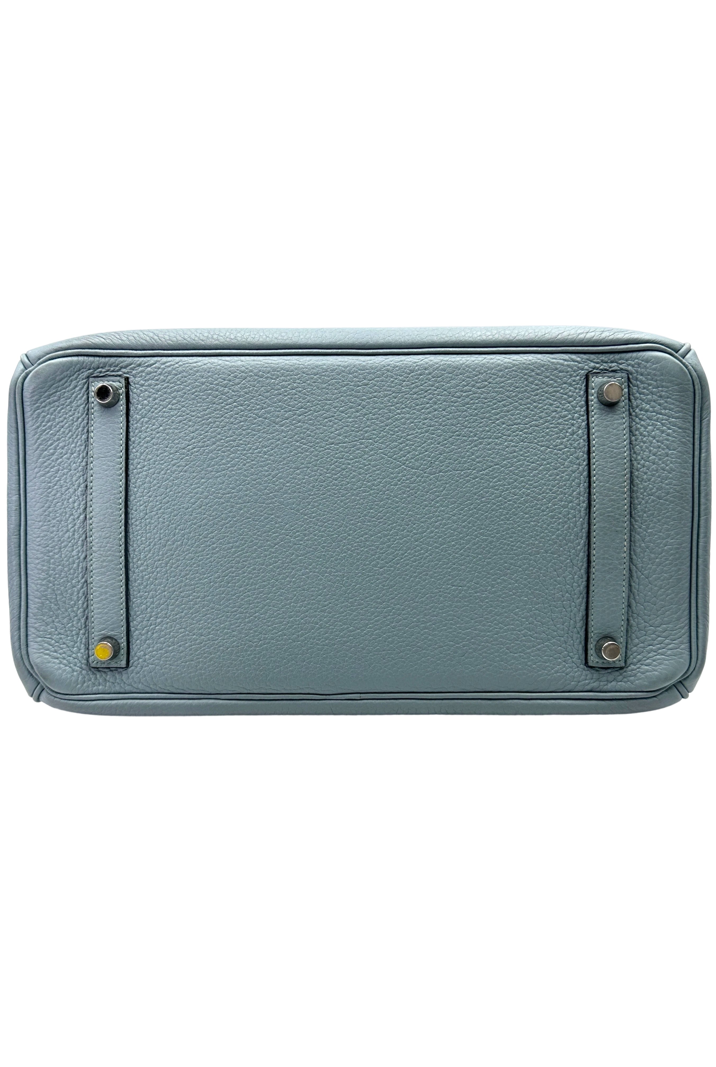 Hermes Birkin35 Blue Leather Top Handle Bag With Silver Buckle HR112