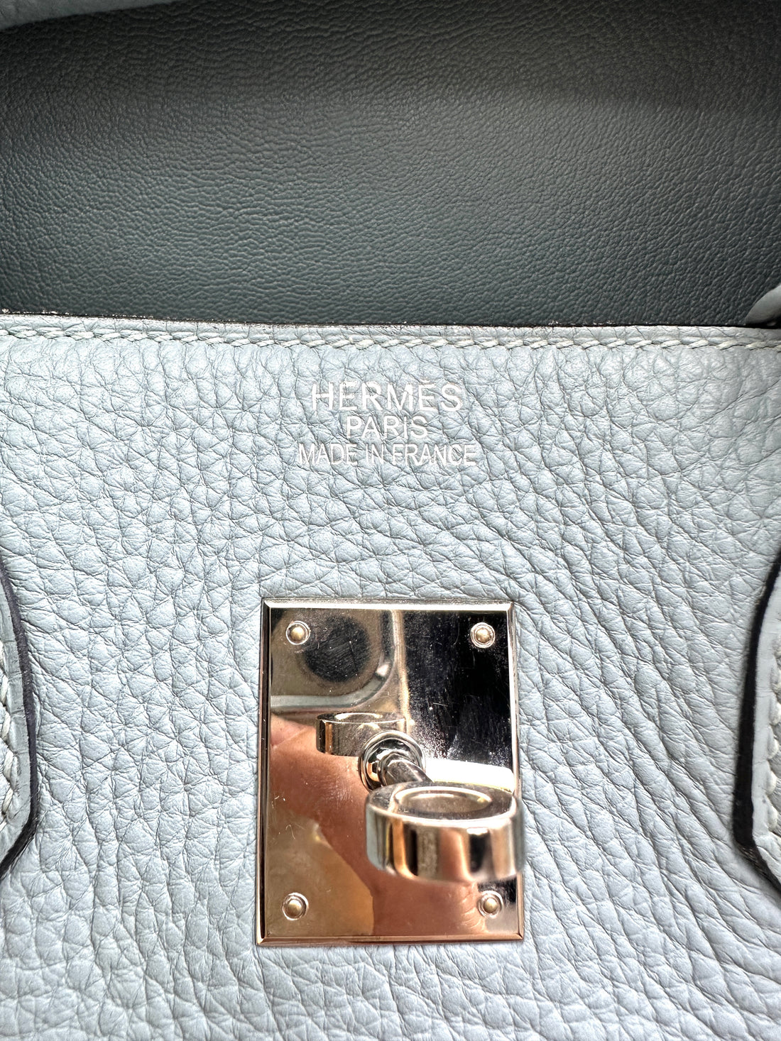 Hermes Birkin35 Blue Leather Top Handle Bag With Silver Buckle HR112