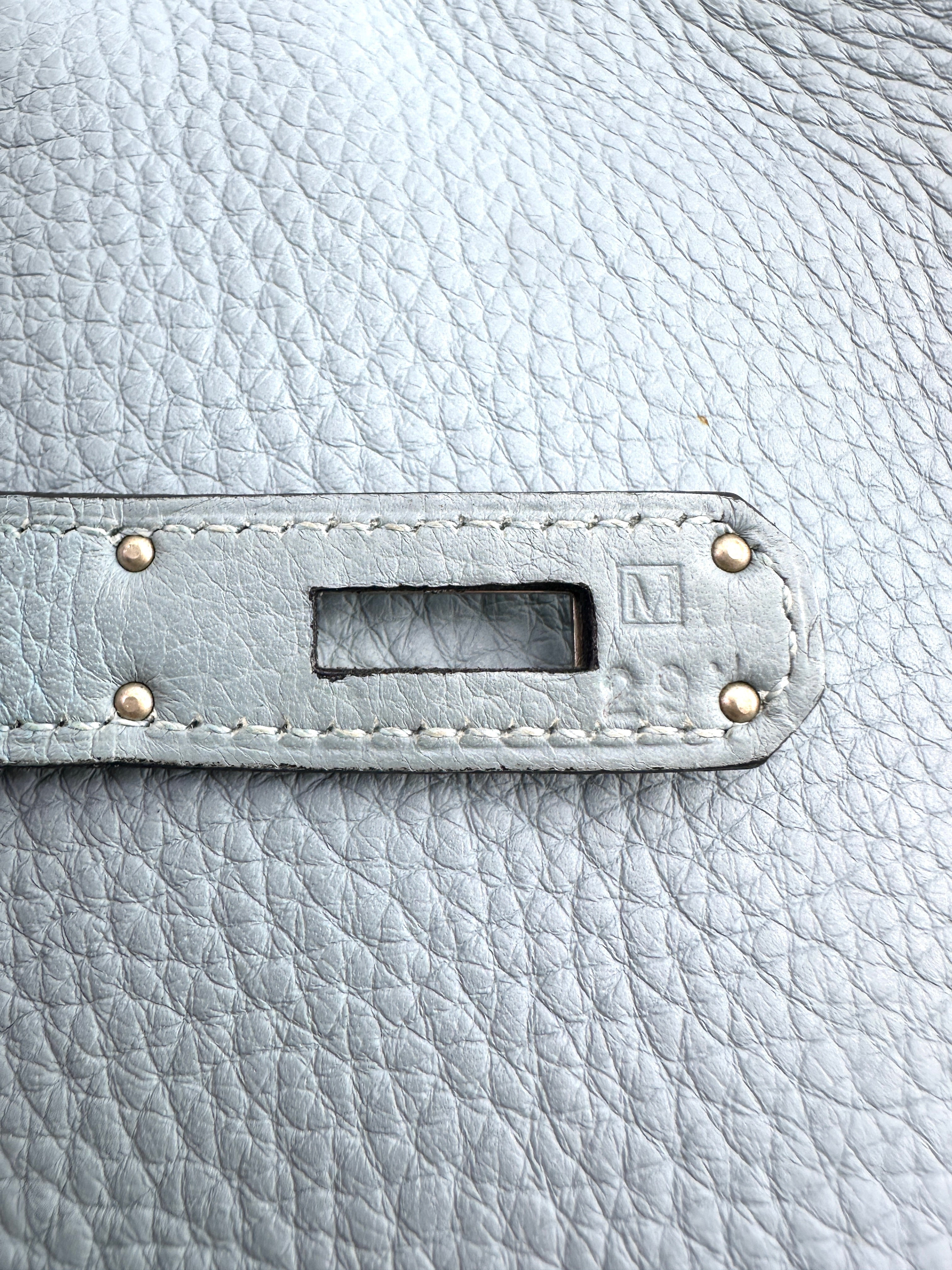 Hermes Birkin35 Blue Leather Top Handle Bag With Silver Buckle HR112