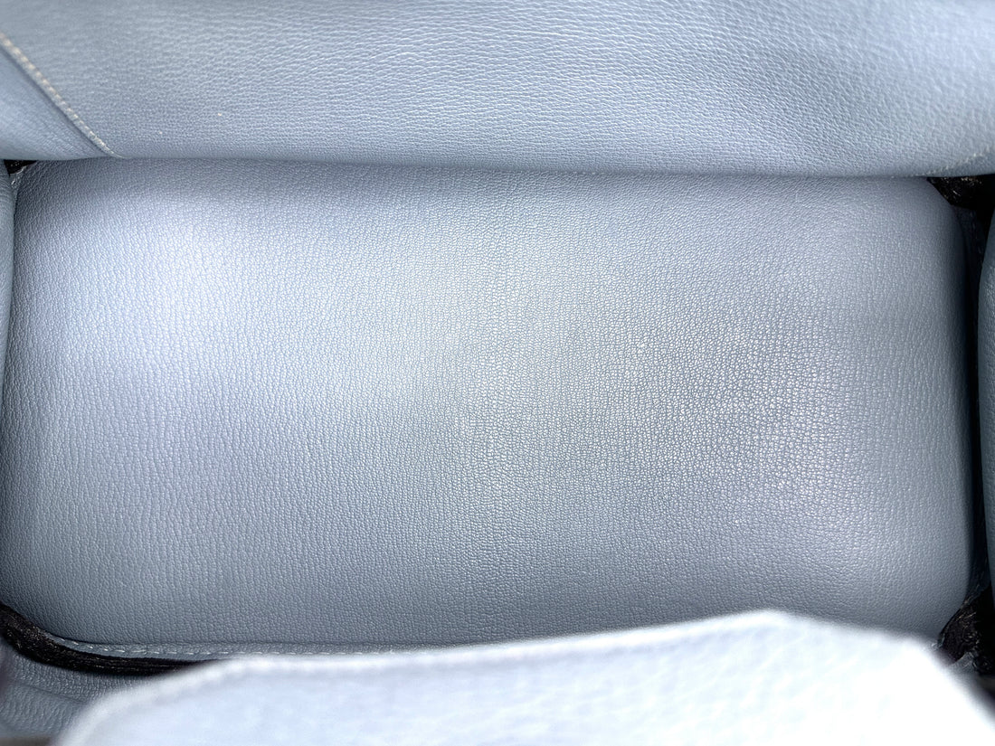 Hermes Birkin35 Blue Leather Top Handle Bag With Silver Buckle HR112