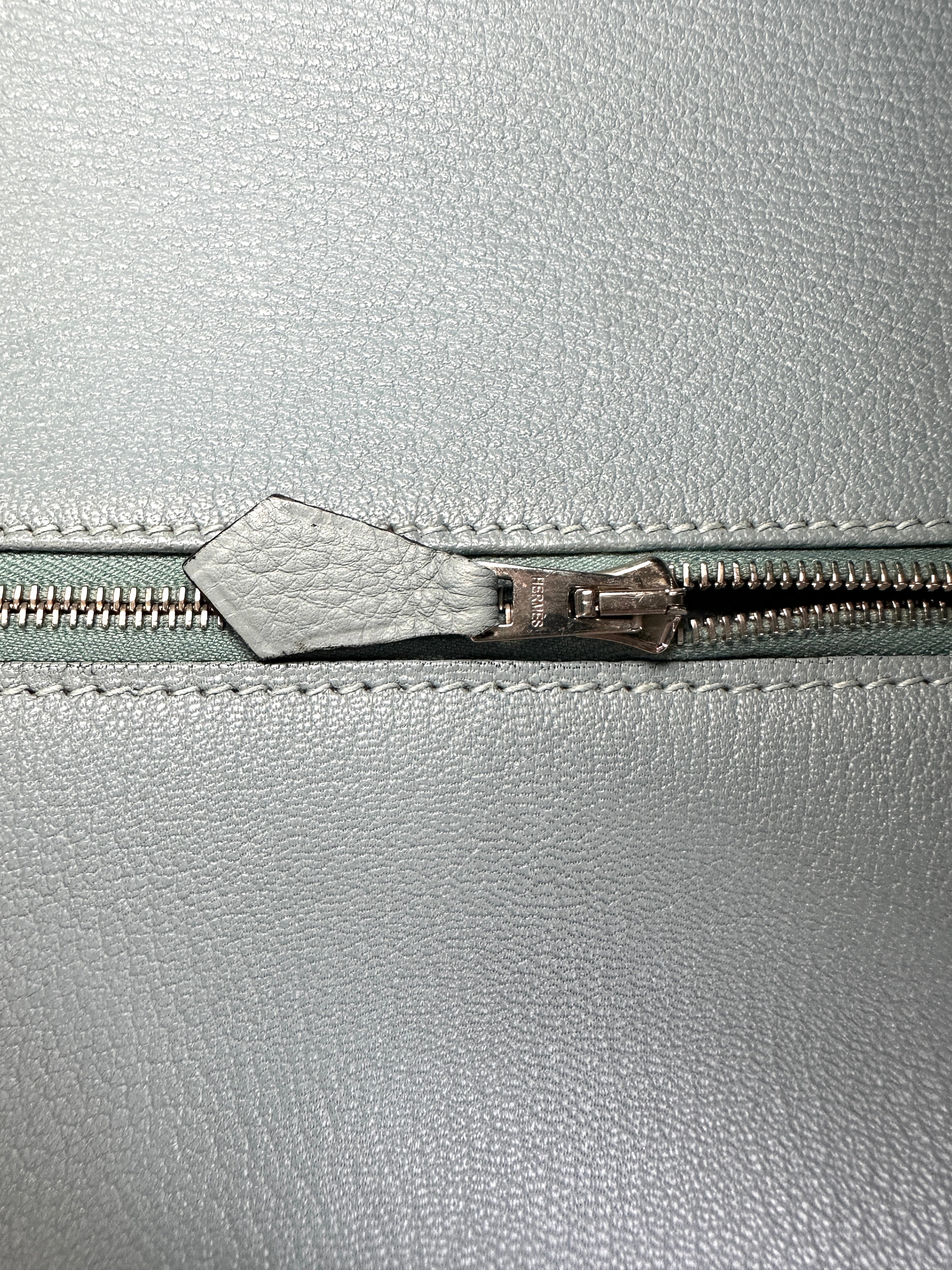 Hermes Birkin35 Blue Leather Top Handle Bag With Silver Buckle HR112