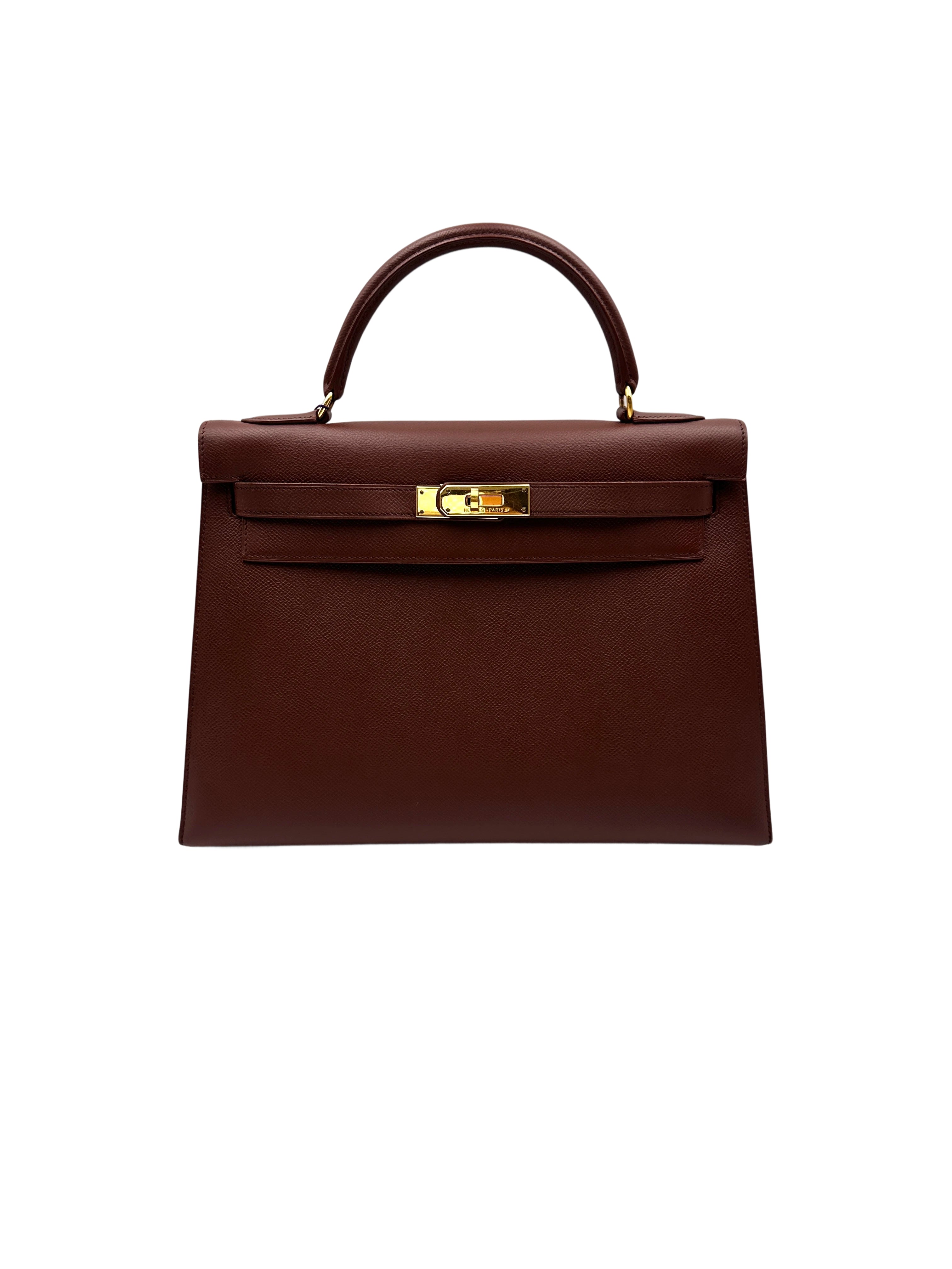 Hermes Kelly Brown Leather Top Handle Bag HR111