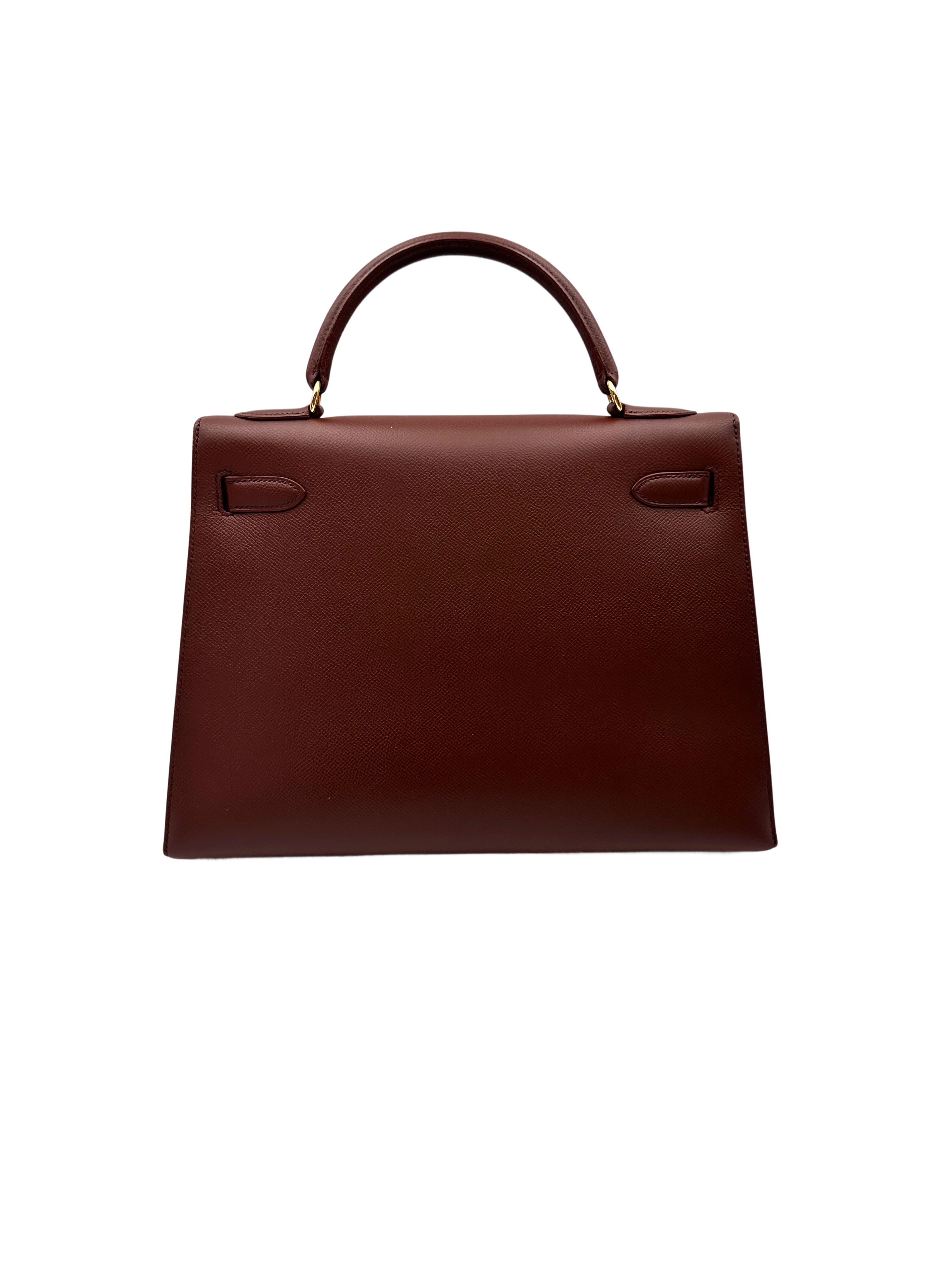 Hermes Kelly Brown Leather Top Handle Bag HR111