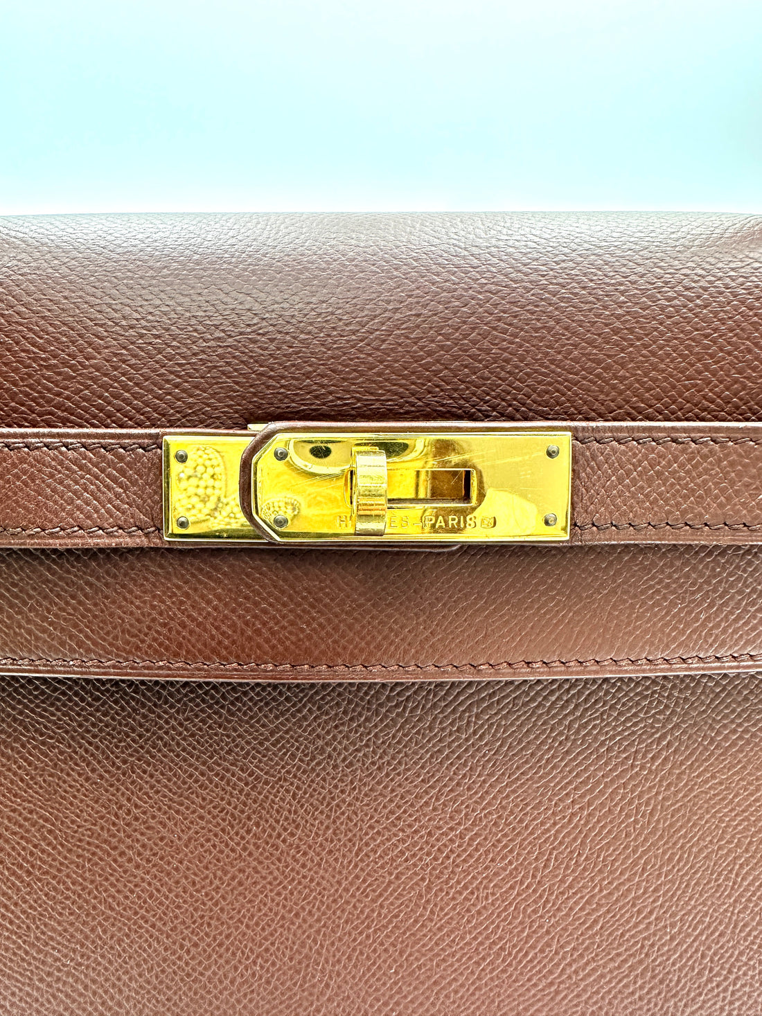 Hermes Kelly Brown Leather Top Handle Bag HR111