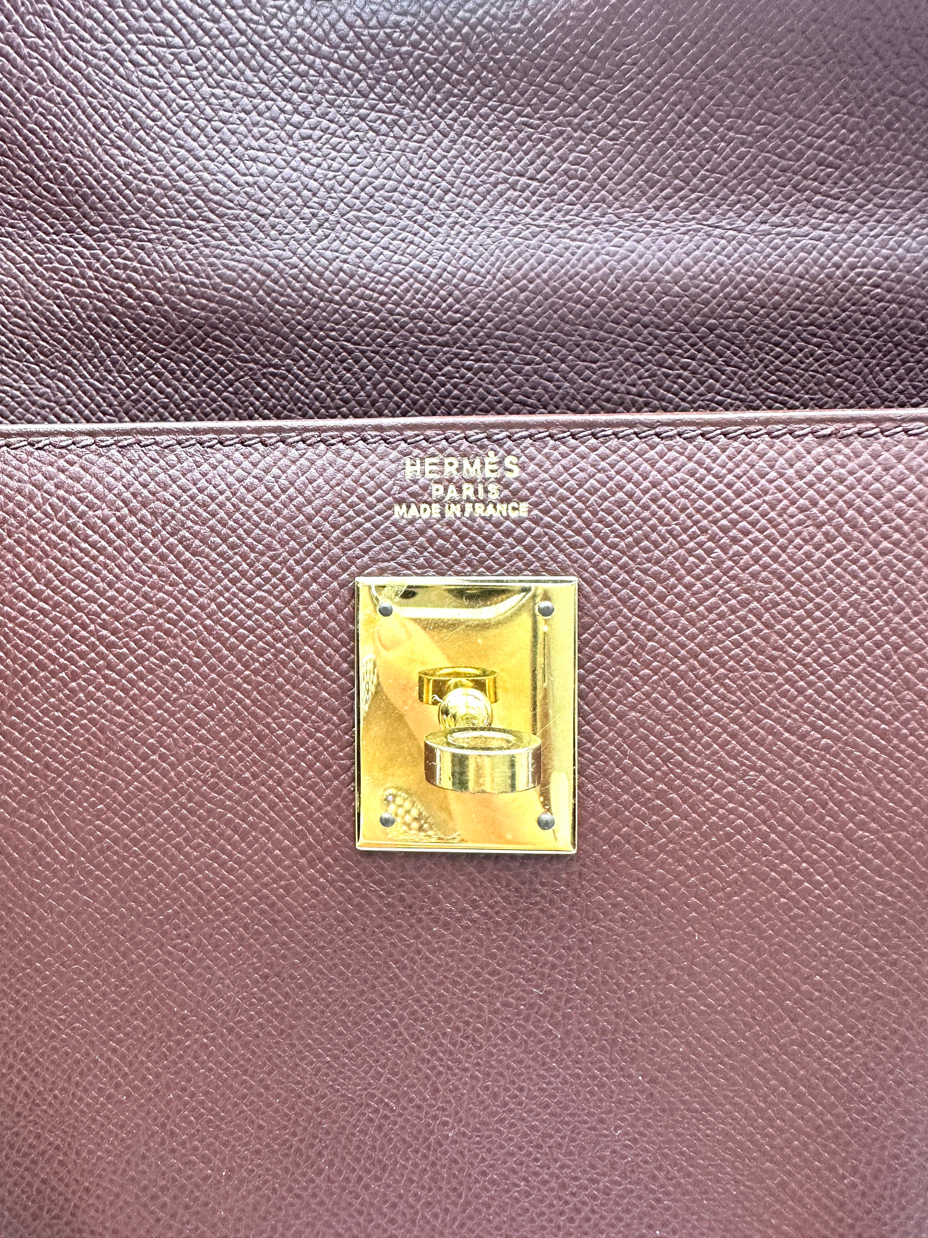 Hermes Kelly Brown Leather Top Handle Bag HR111