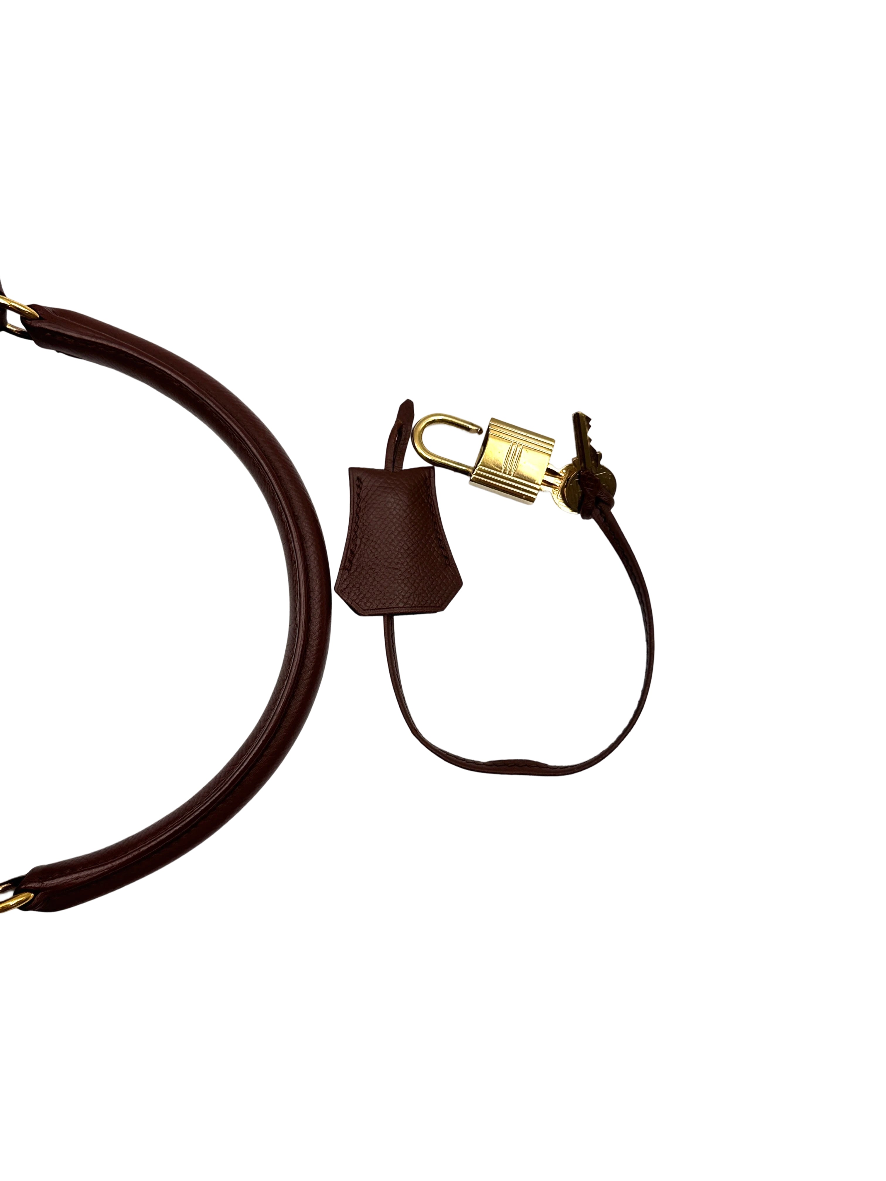 Hermes Kelly Brown Leather Top Handle Bag HR111