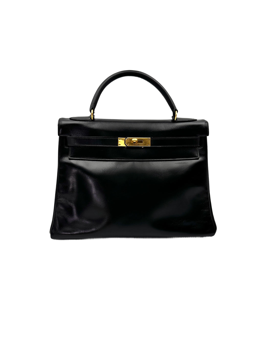 Hermes Kelly Black Leather Top Handle Bag HR113