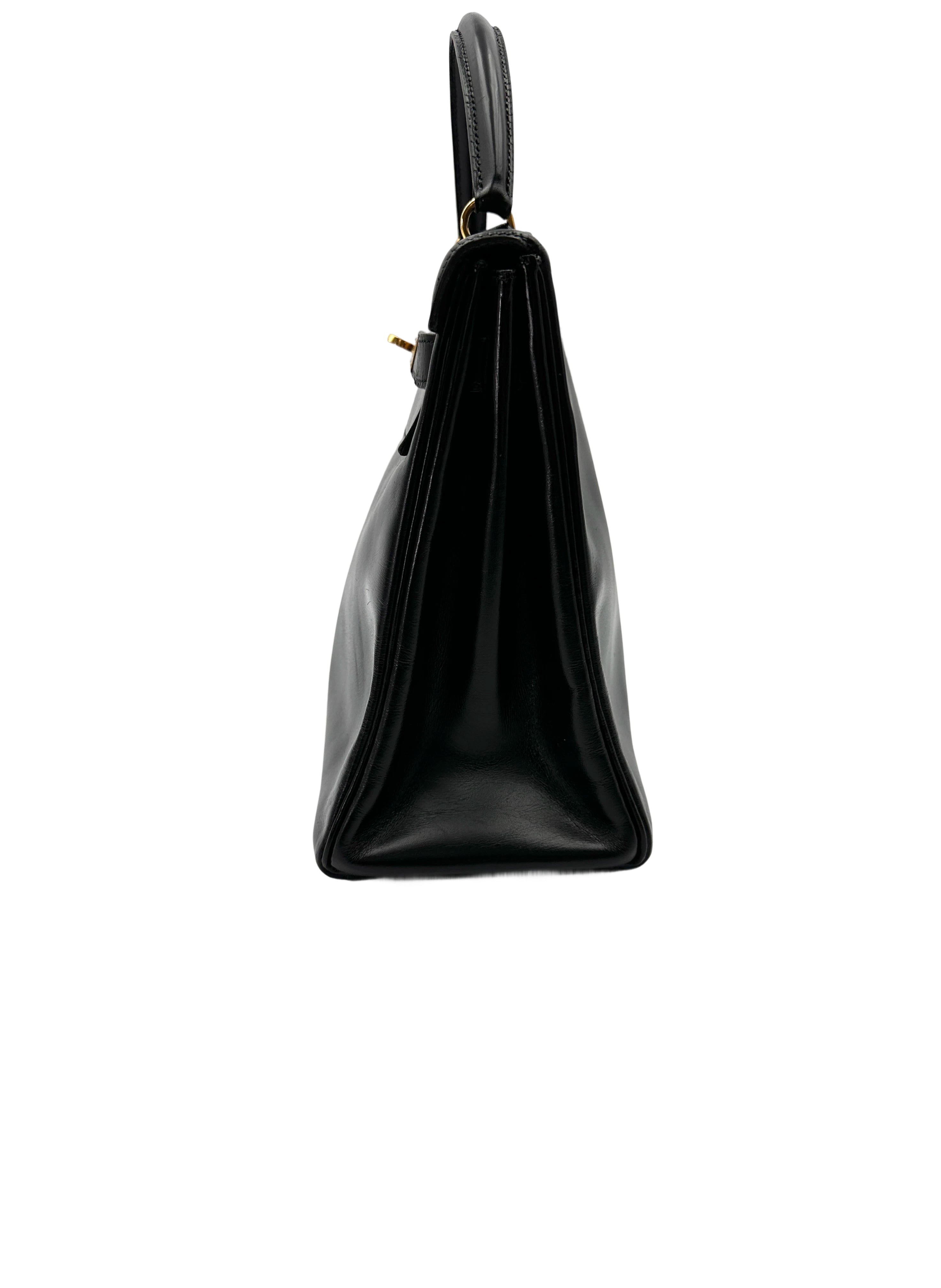 Hermes Kelly Black Leather Top Handle Bag HR113