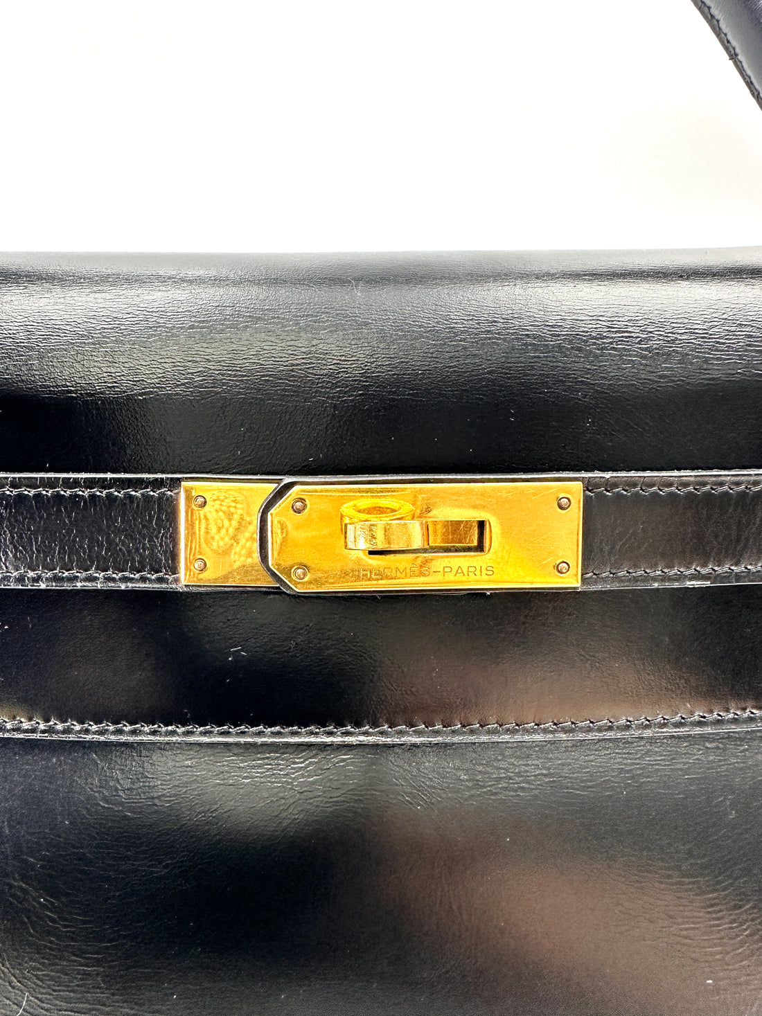 Hermes Kelly Black Leather Top Handle Bag HR113