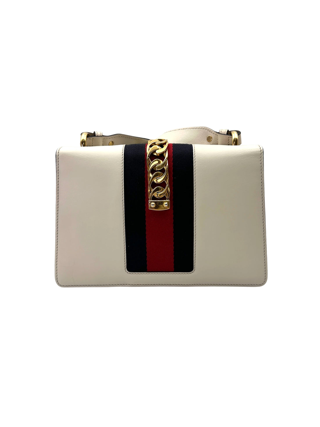 Gucci Sylvie White Leather Medium Size Shoulder Bag GG1078