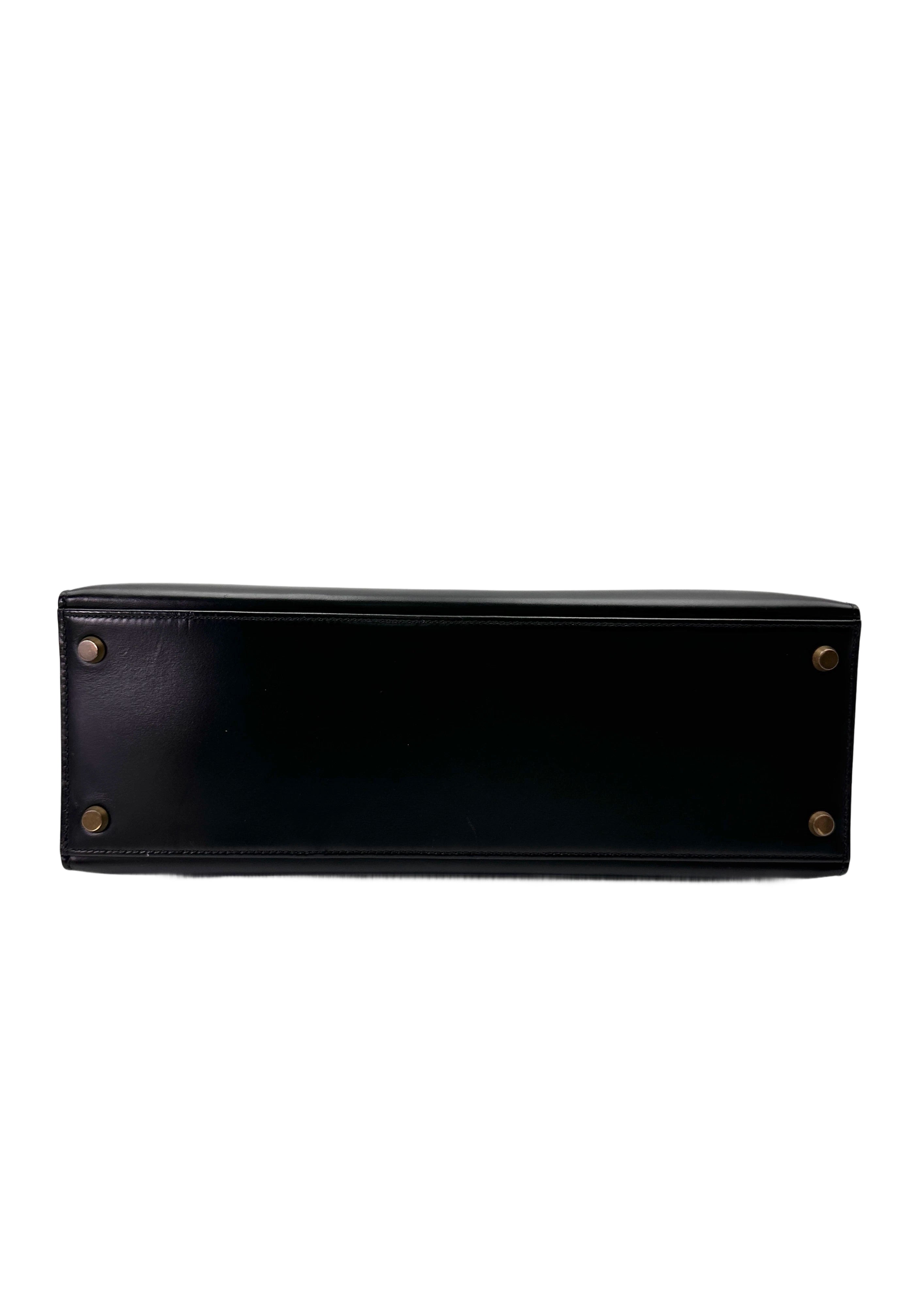 Hermes Kelly Black Leather Top Handle Bag HR110-1