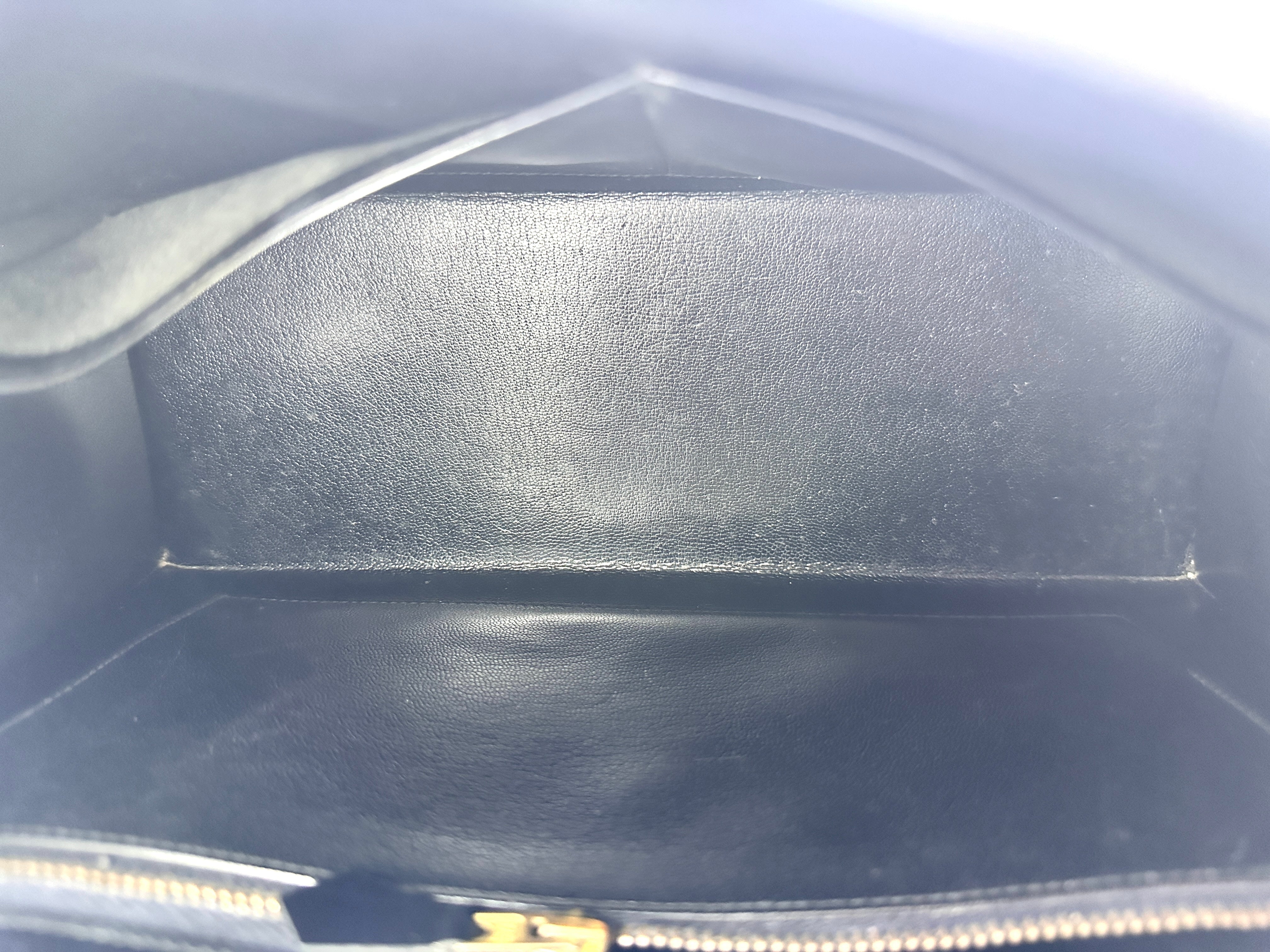 Hermes Kelly Black Leather Top Handle Bag HR110-1