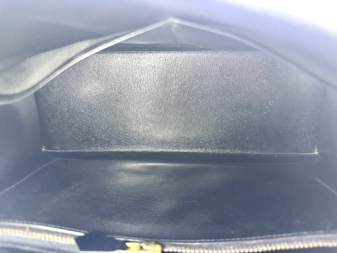 Hermes Kelly Black Leather Top Handle Bag HR110-1