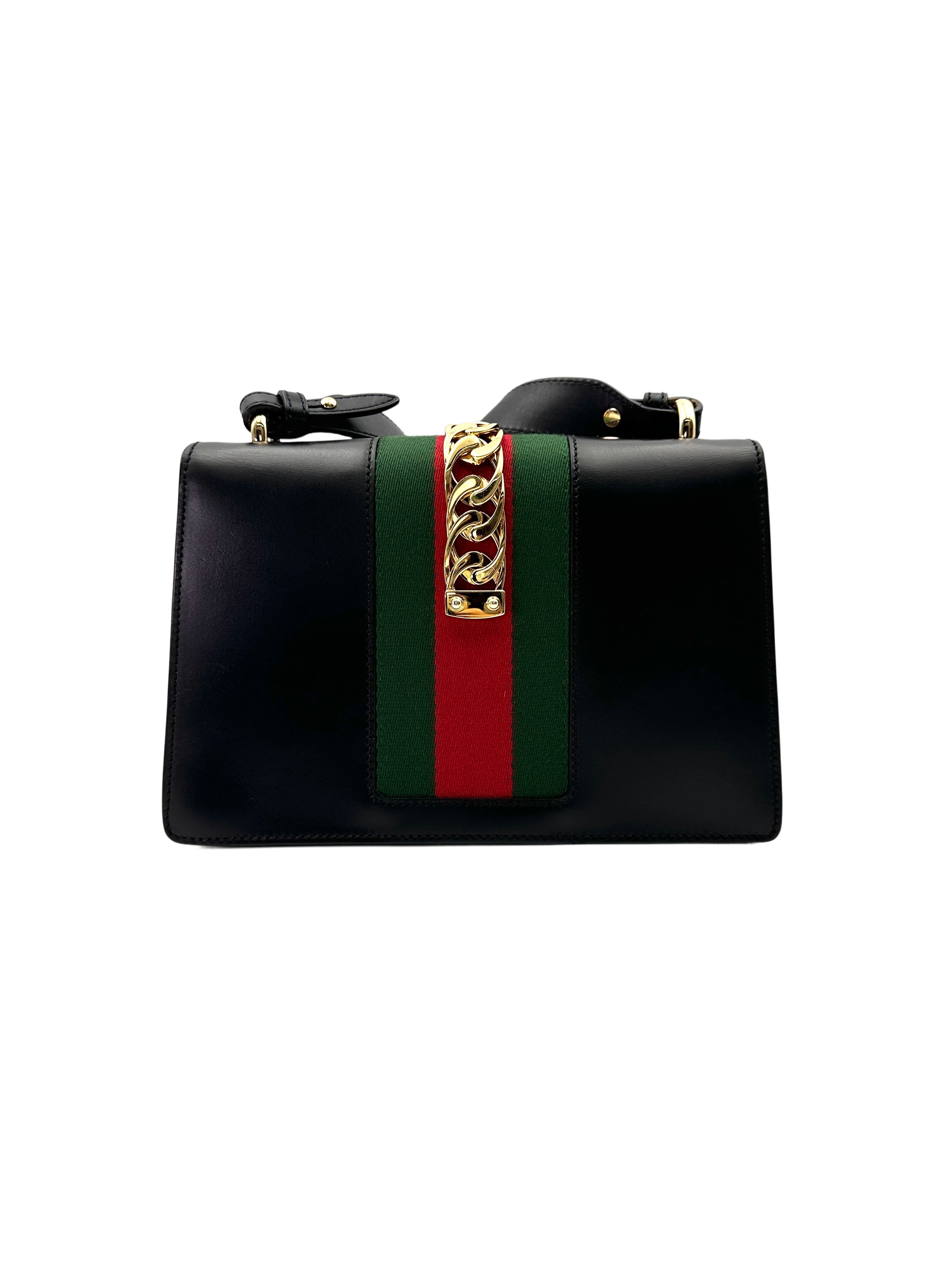 Gucci Sylvie Black Leather Shoulder Bag GG1061