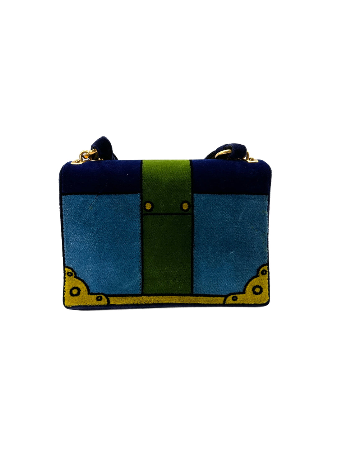 Prada Cahier Black/Blue Velvet Shoulder Bag PR368