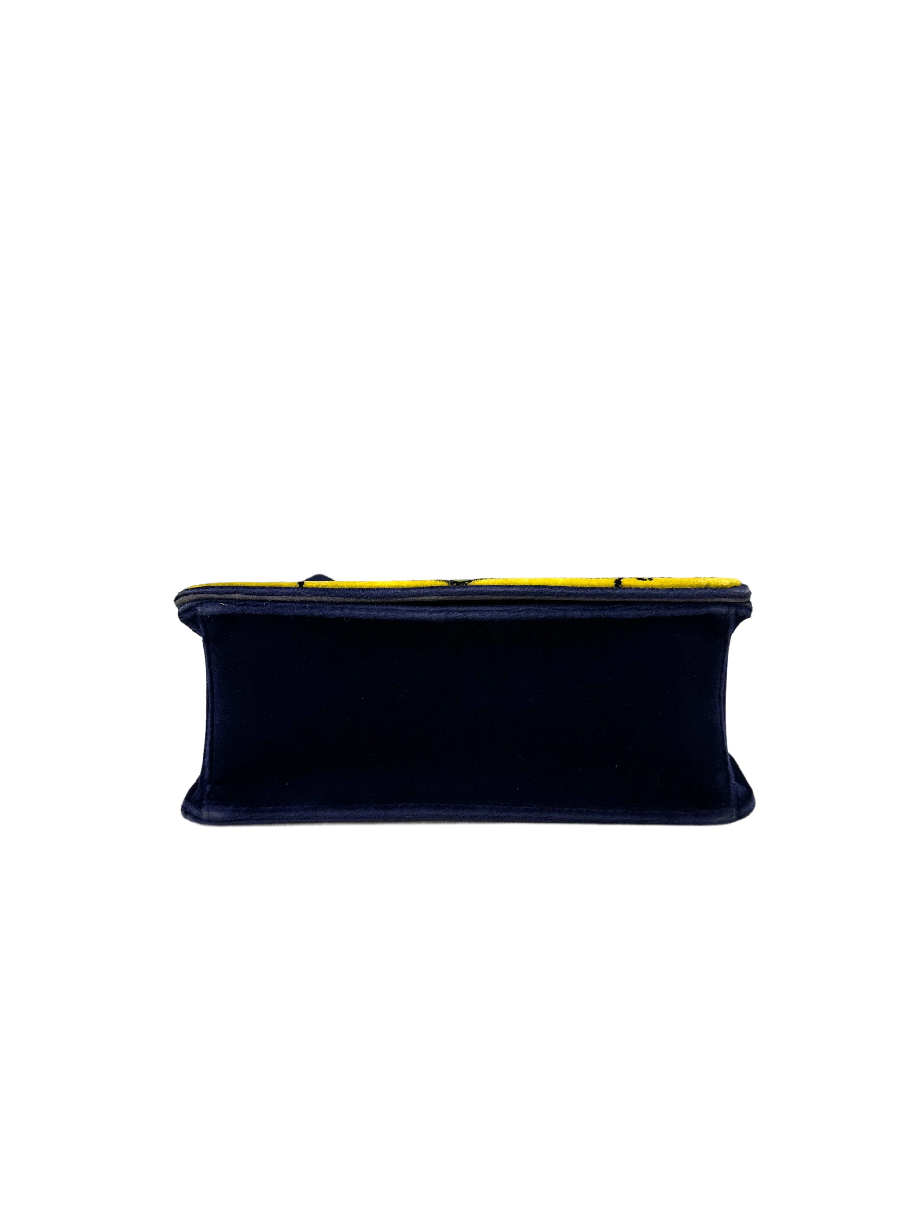 Prada Cahier Black/Blue Velvet Shoulder Bag PR368