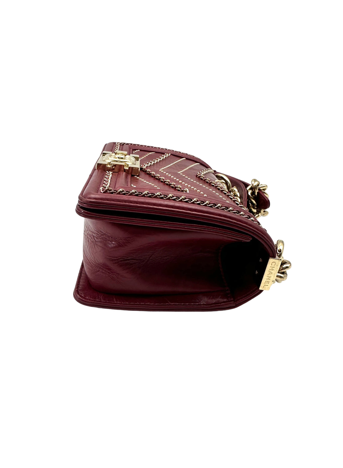 Chanel LeBoy Red Chevron Quilted Calfskin Small Size Flap Bag With Gold Hardware(26***89) CC1996