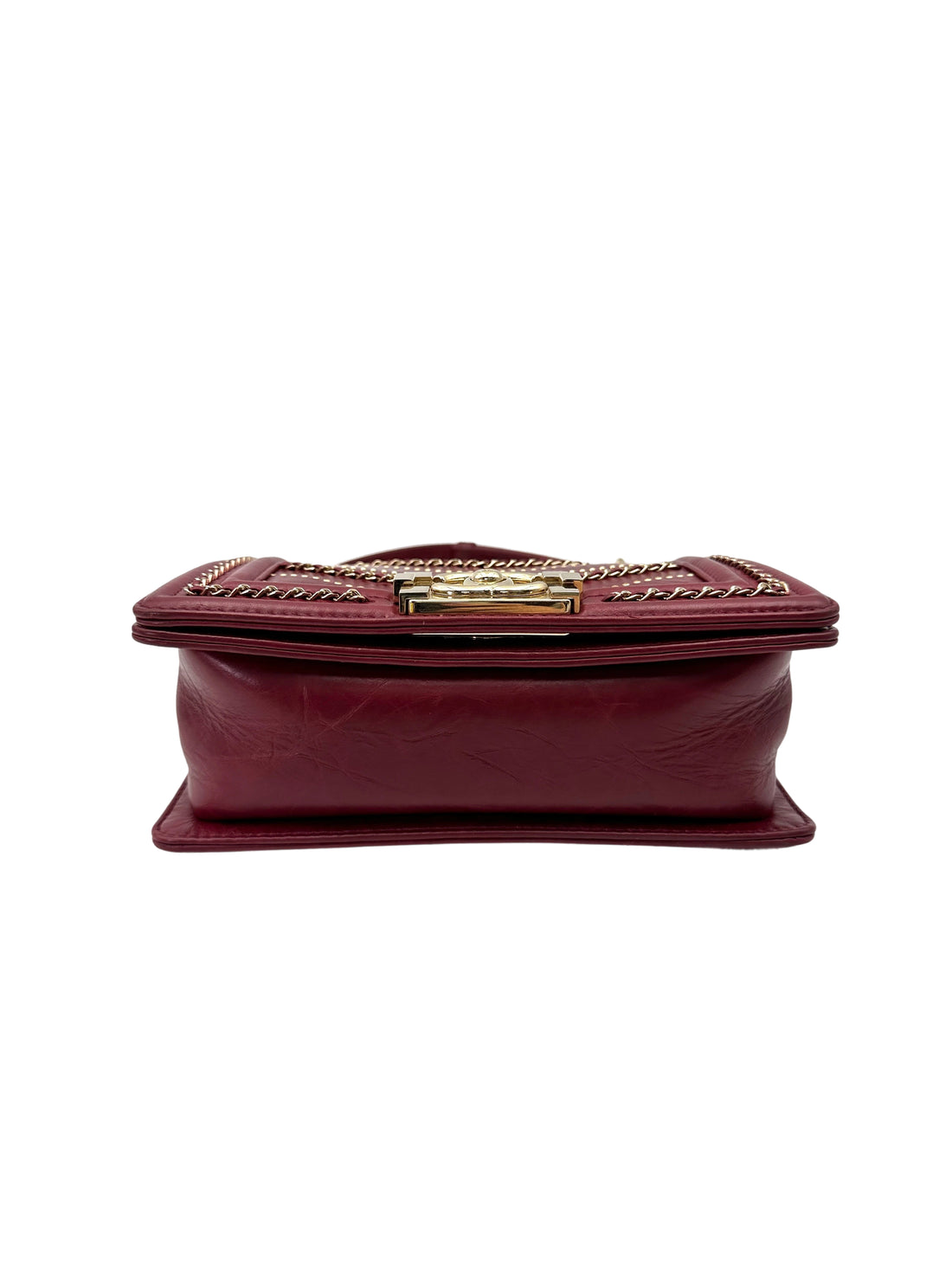Chanel LeBoy Red Chevron Quilted Calfskin Small Size Flap Bag With Gold Hardware(26***89) CC1996