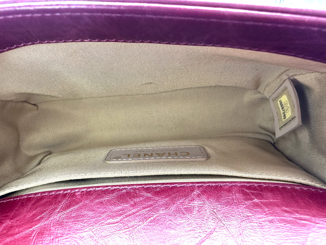 Chanel LeBoy Red Chevron Quilted Calfskin Small Size Flap Bag With Gold Hardware(26***89) CC1996