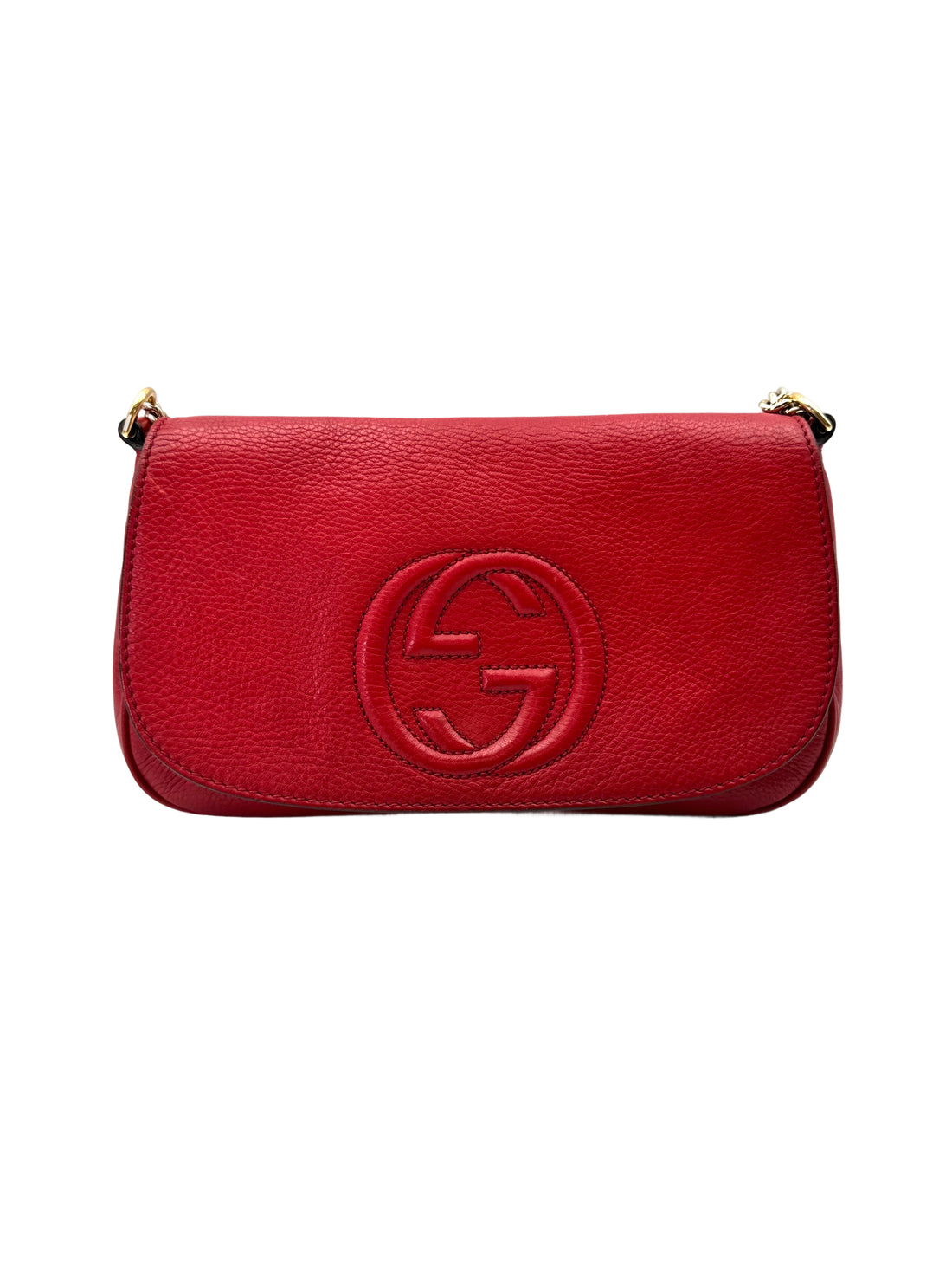 Gucci Soho Disco Red Leather Chain Shoulder Bag GG1065