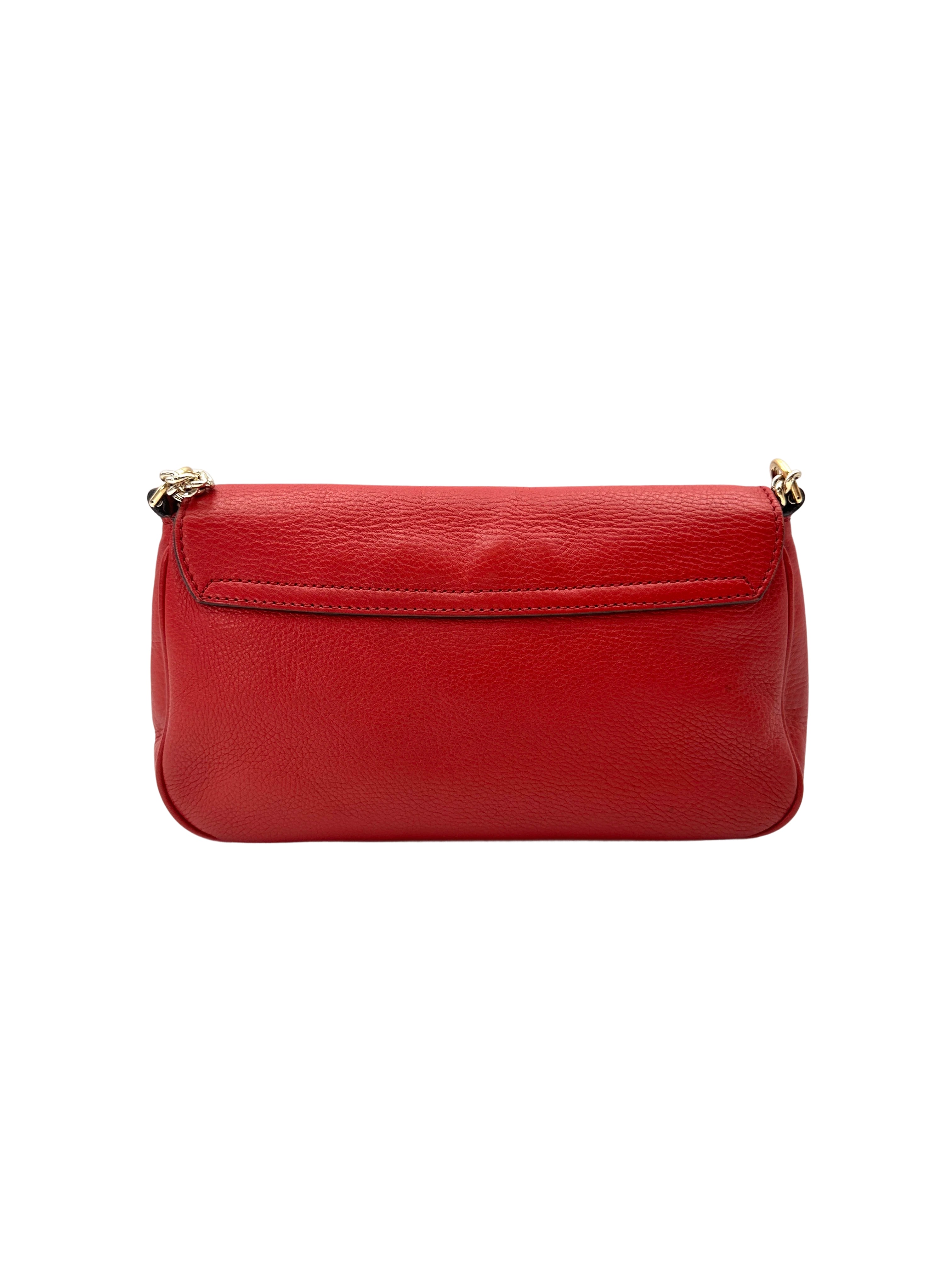 Gucci Soho Disco Red Leather Chain Shoulder Bag GG1065