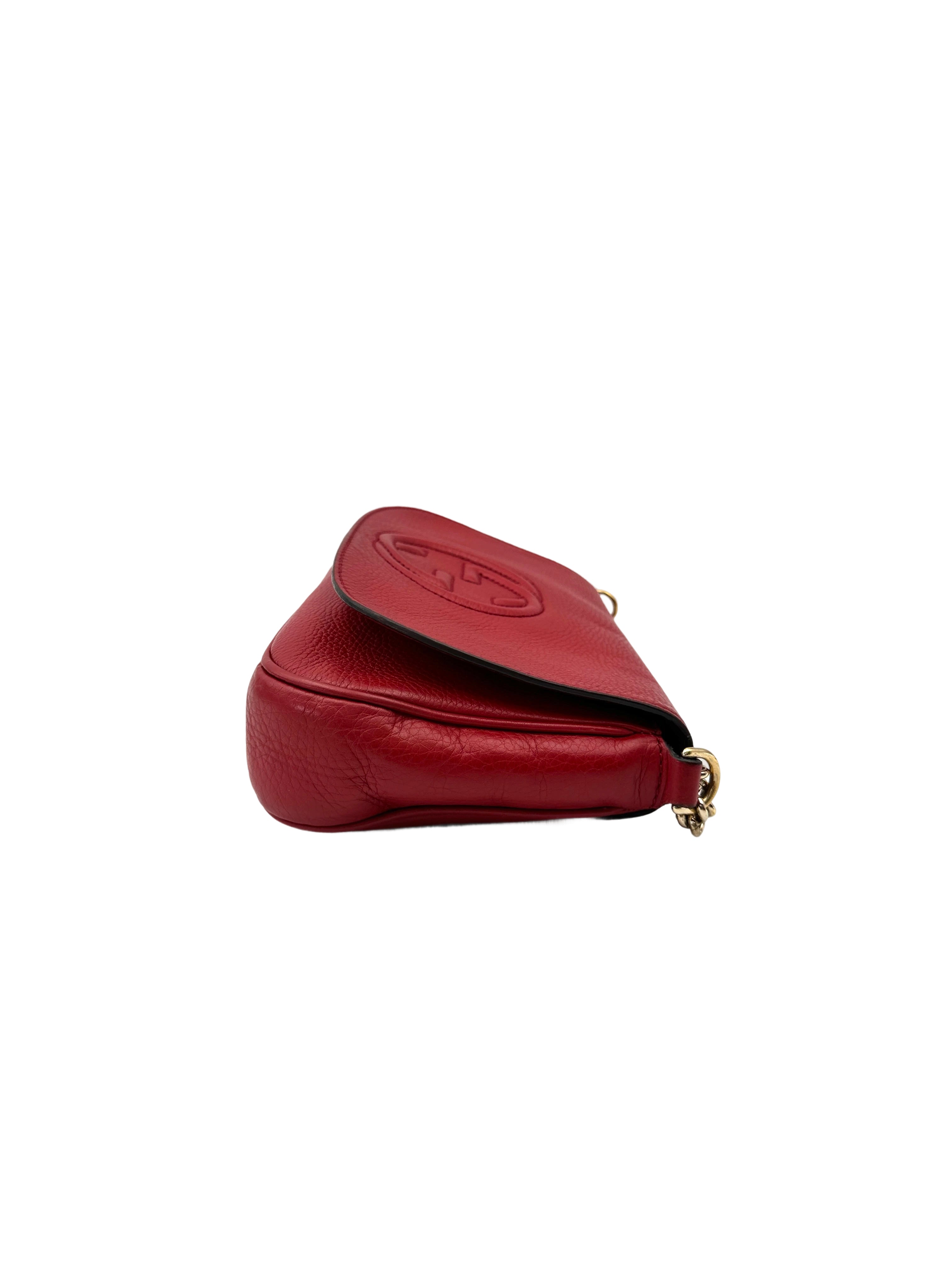 Gucci Soho Disco Red Leather Chain Shoulder Bag GG1065