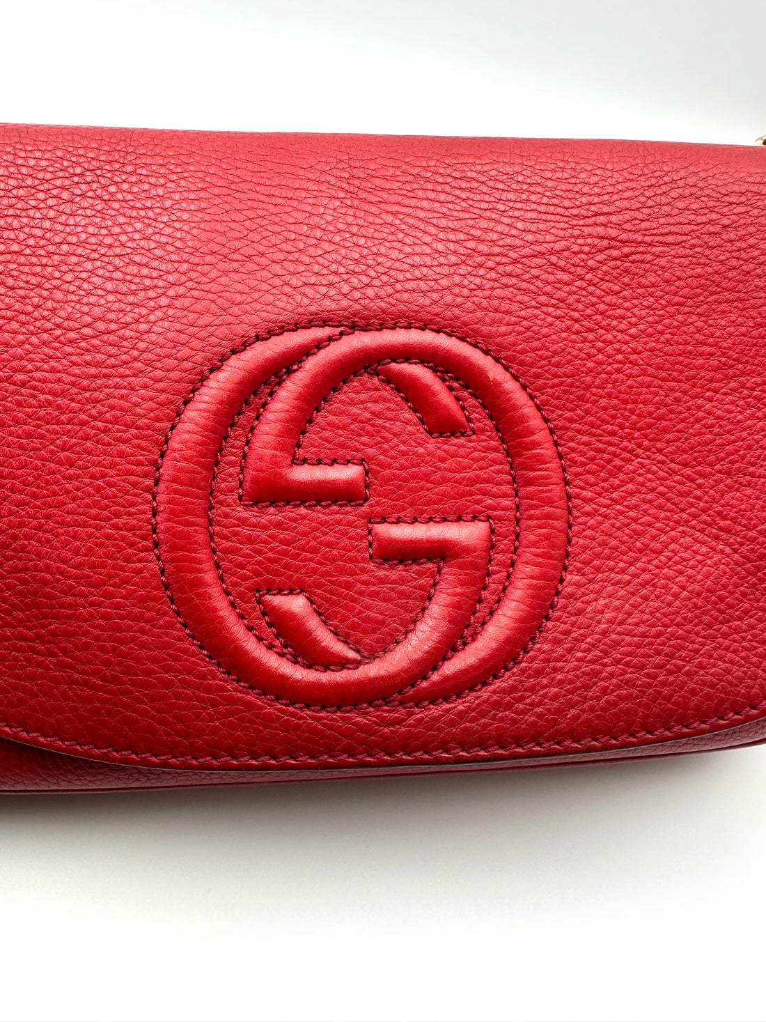 Gucci Soho Disco Red Leather Chain Shoulder Bag GG1065
