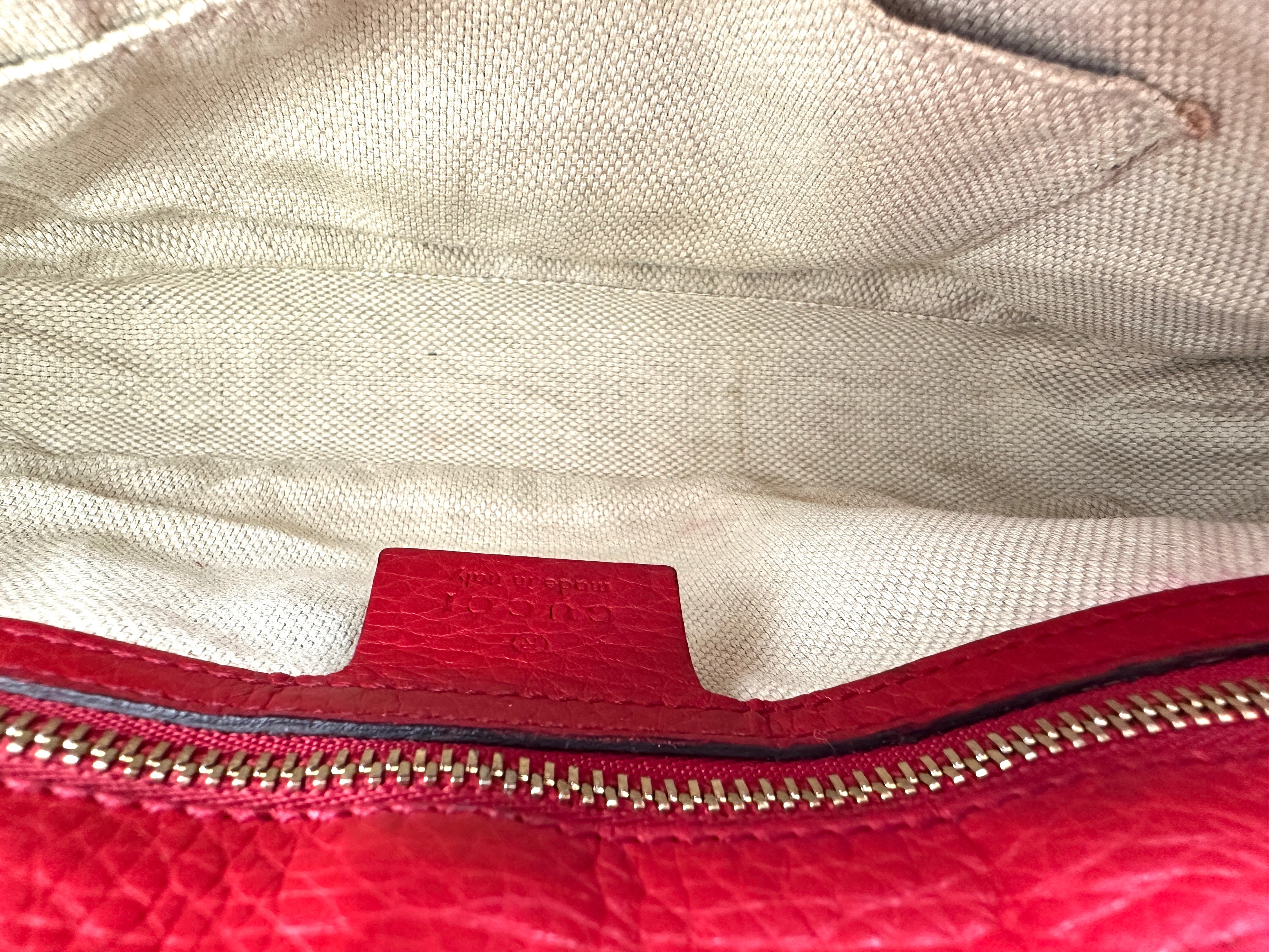 Gucci Soho Disco Red Leather Chain Shoulder Bag GG1065