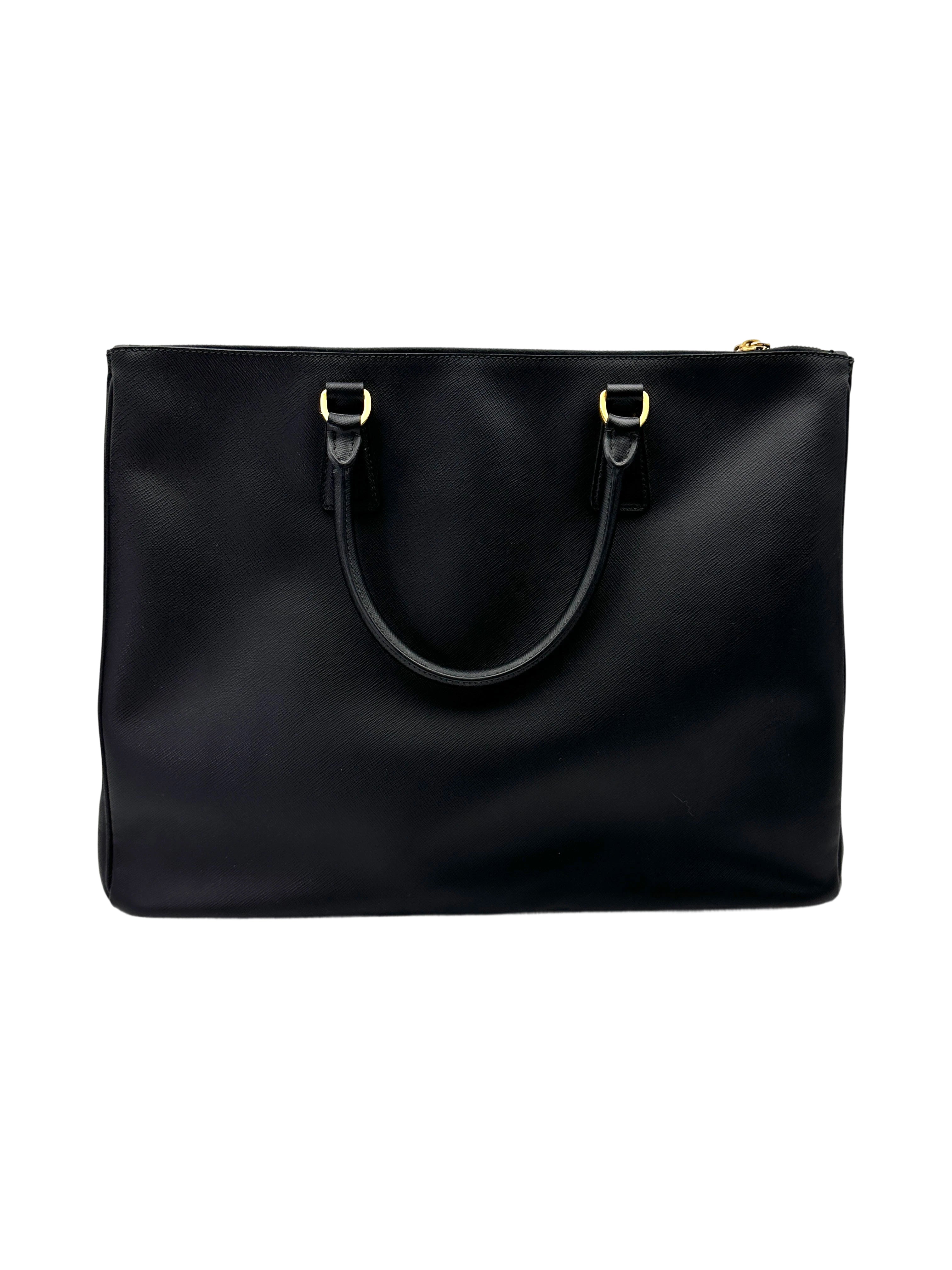 Prada Galleria Black Saffiano Leather Large Size Handle Bag PR363