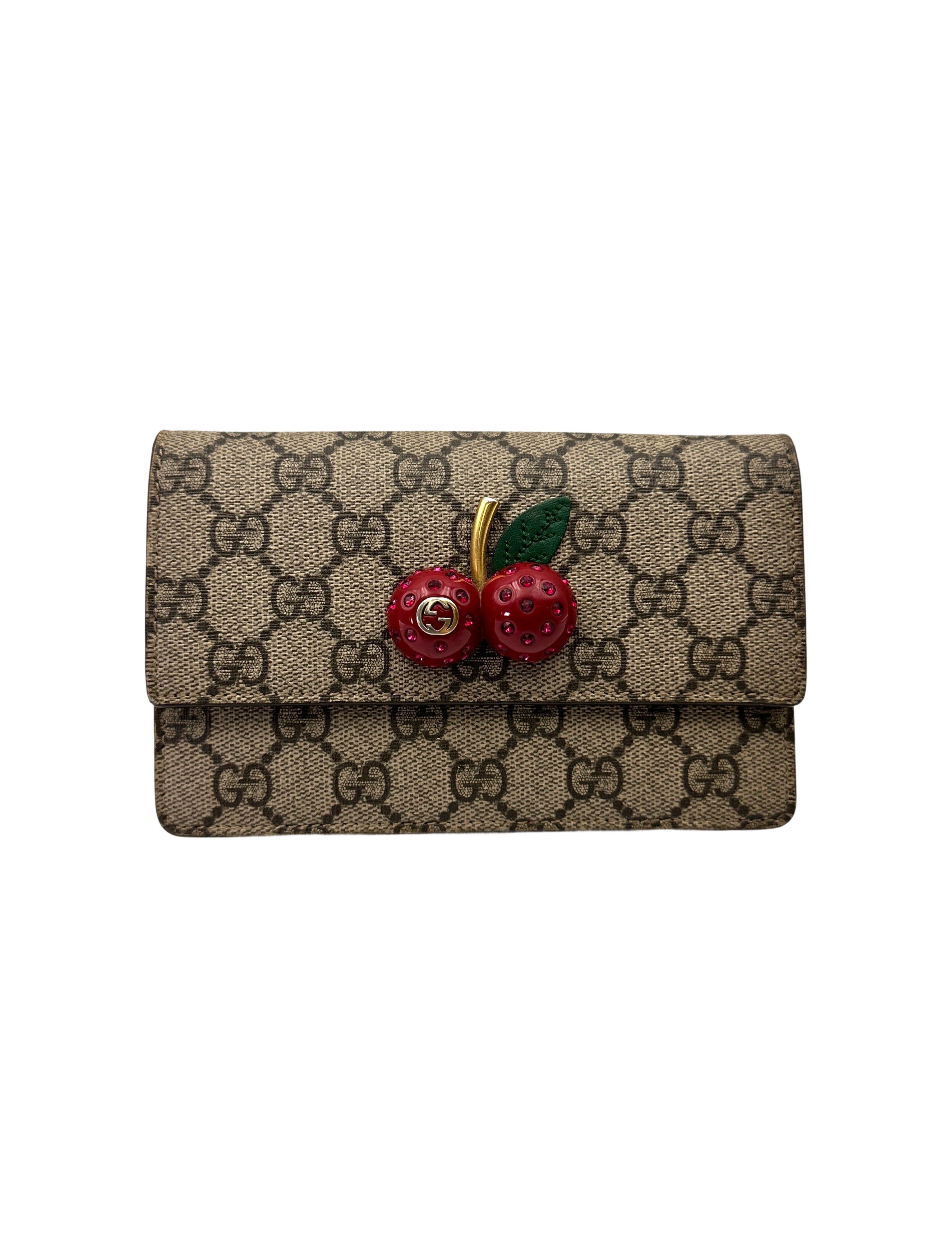 Gucci Cherry GG Supreme Chain Shoulder Bag GG1067