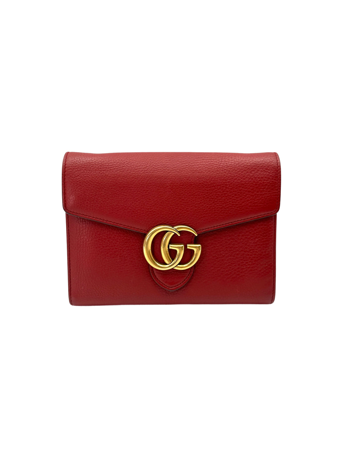 Gucci GG Marmont Red Leather Wallet On Chain GG1064