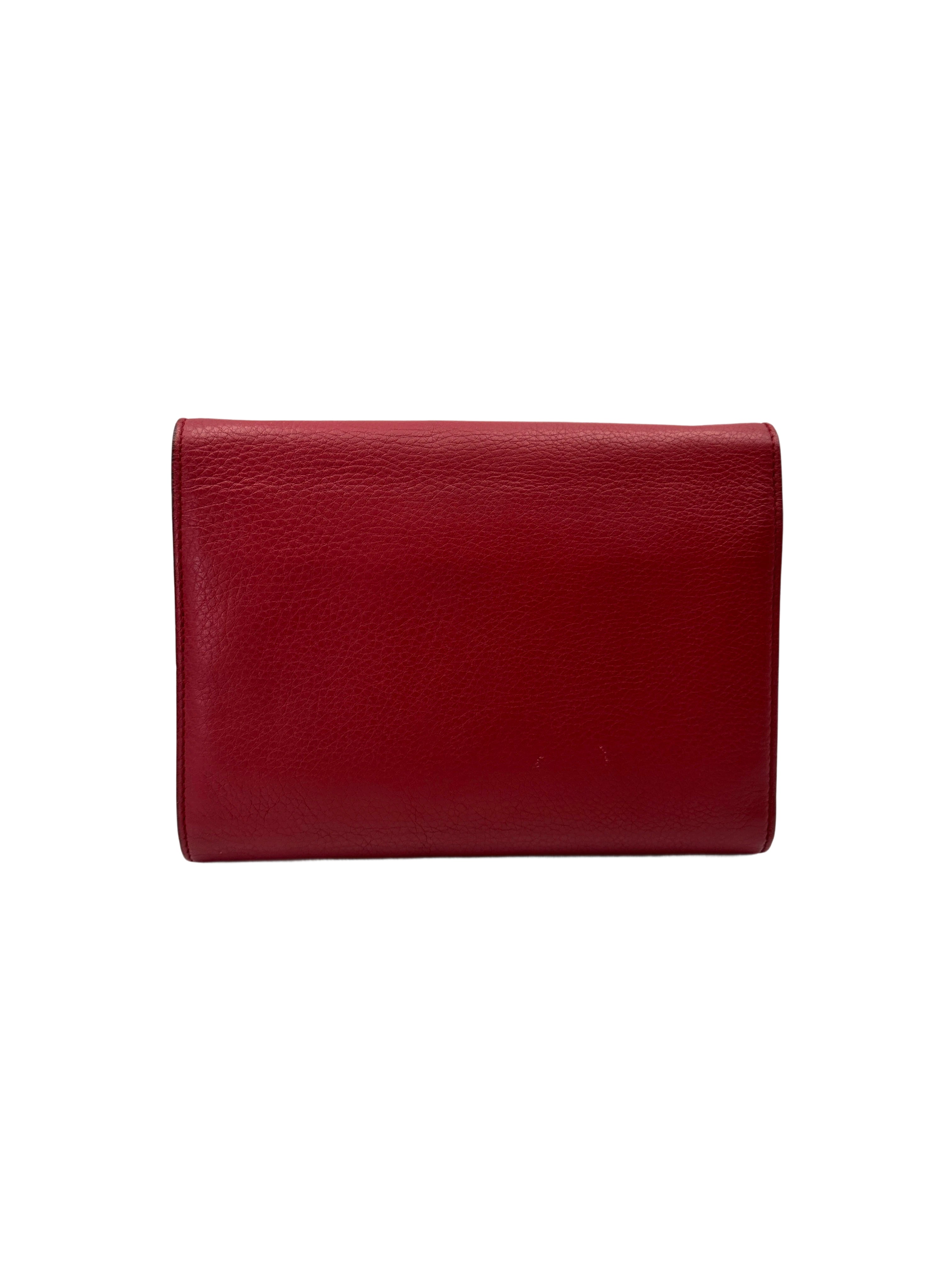 Gucci GG Marmont Red Leather Wallet On Chain GG1064