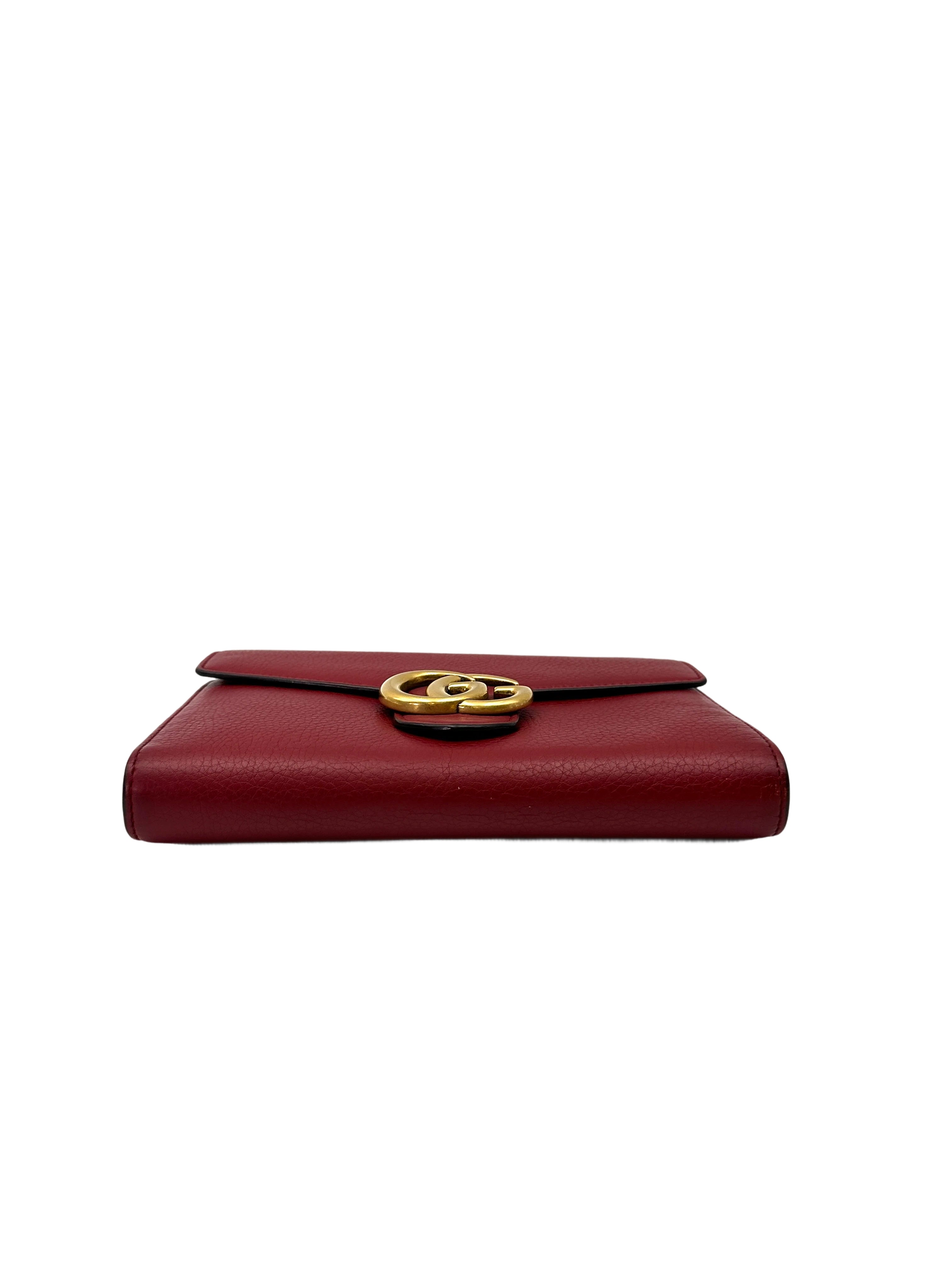 Gucci GG Marmont Red Leather Wallet On Chain GG1064