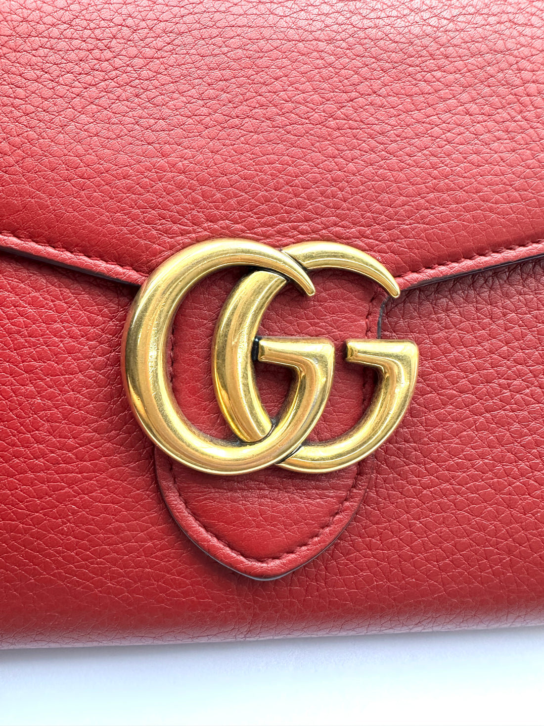 Gucci GG Marmont Red Leather Wallet On Chain GG1064